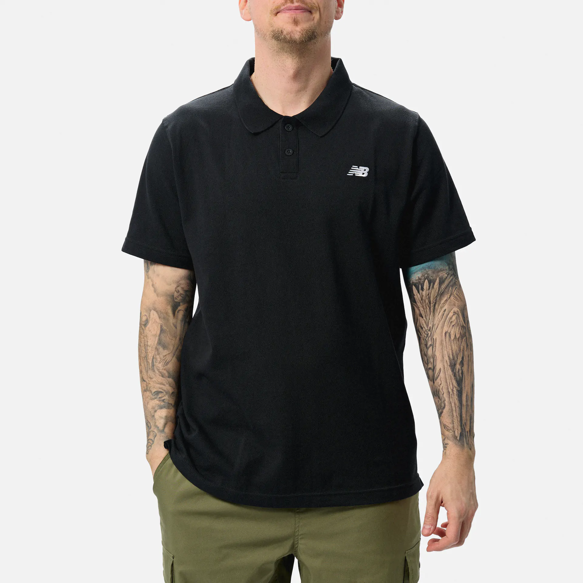 New Balance Cotton Pique Polo Shirt Black