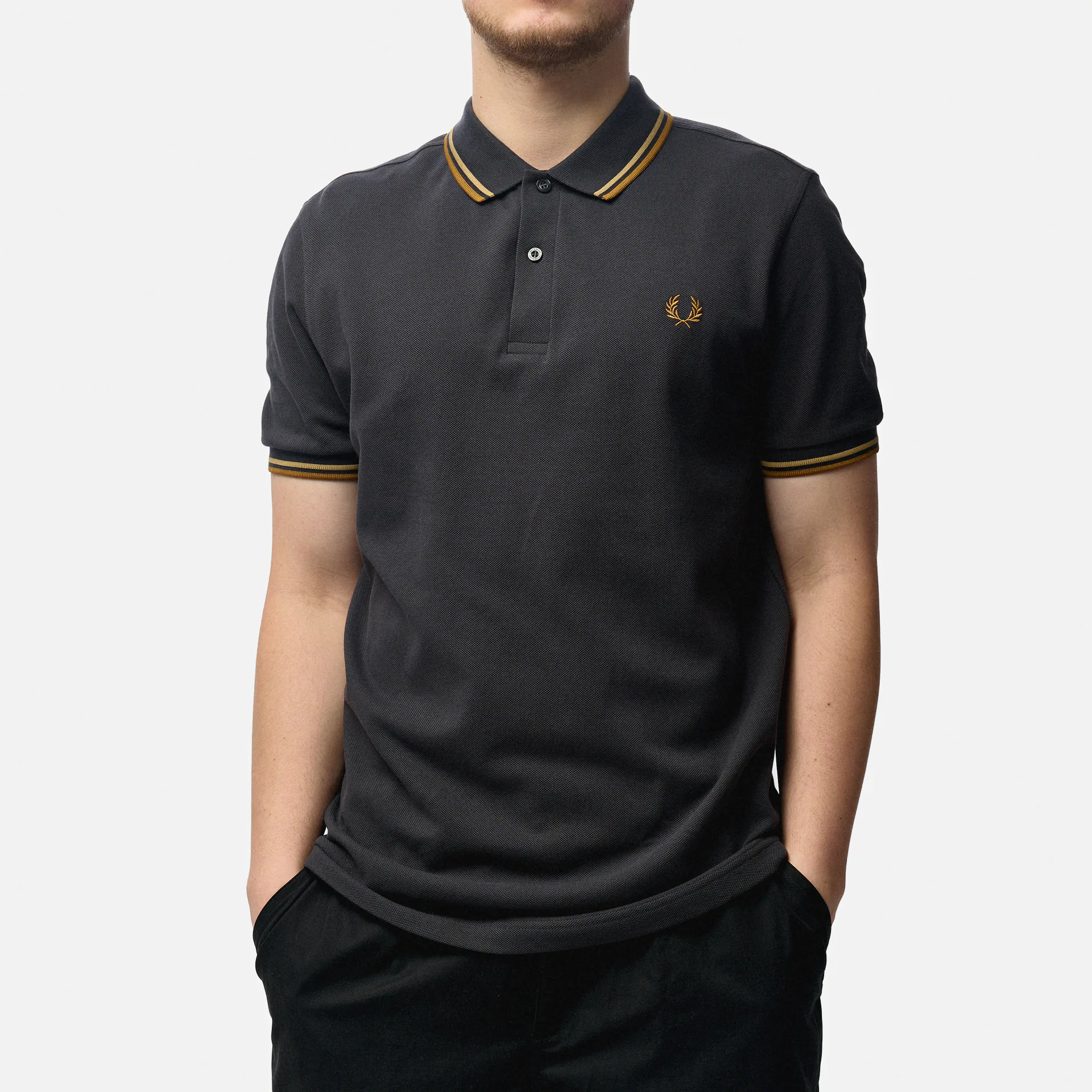 Fred Perry Twin Tipped Polo Shirt Anchor Grey/Warm Stone/Dark Caramel