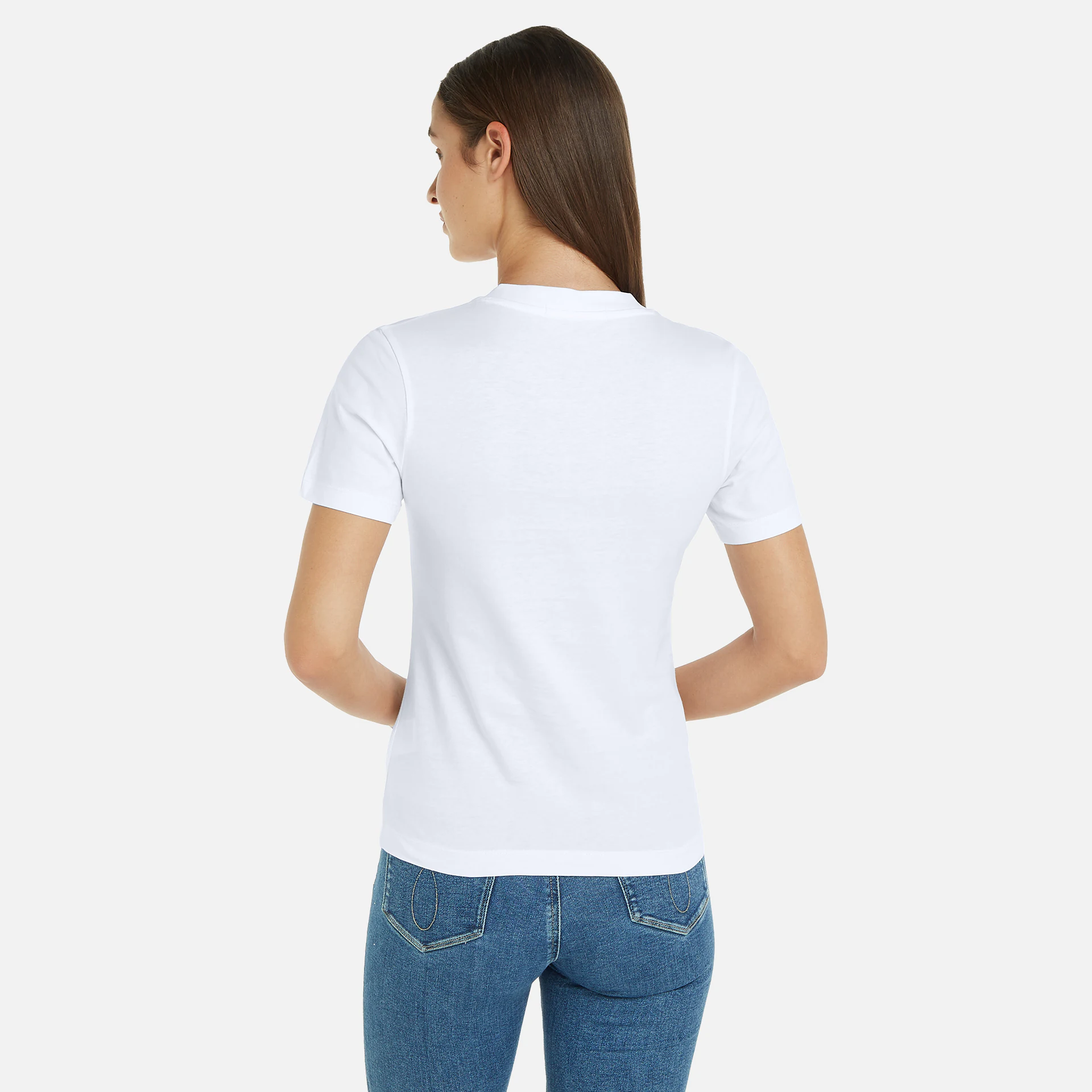 Calvin Klein Jeans Monologo Slim V-Neck T-Shirt Bright White