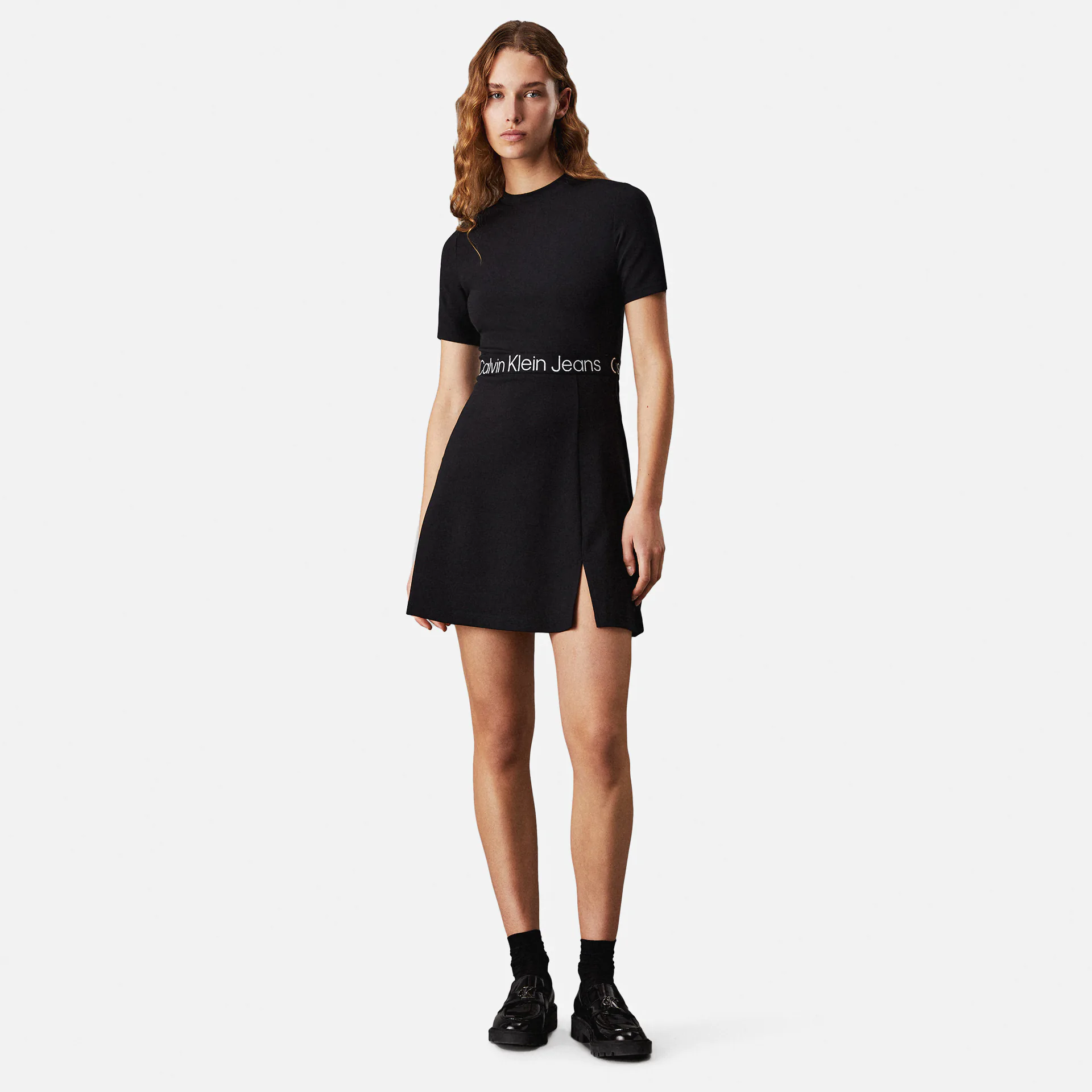 Calvin Klein Jeans Tape Milano Short Sleeve Dress Black