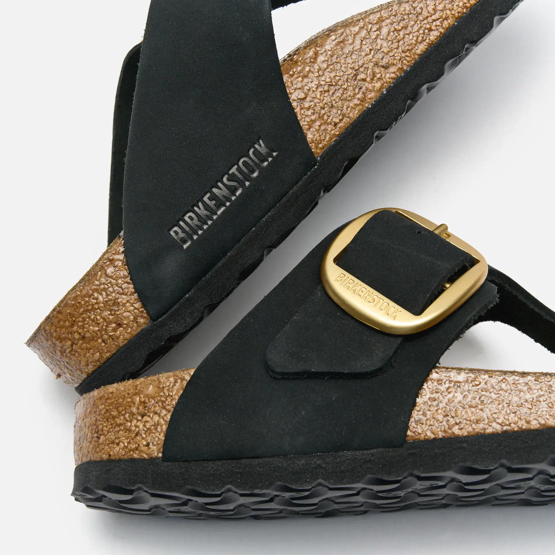 Birkenstock Gizeh Big Buckle Nubuck Leather Sandals Narrow Black