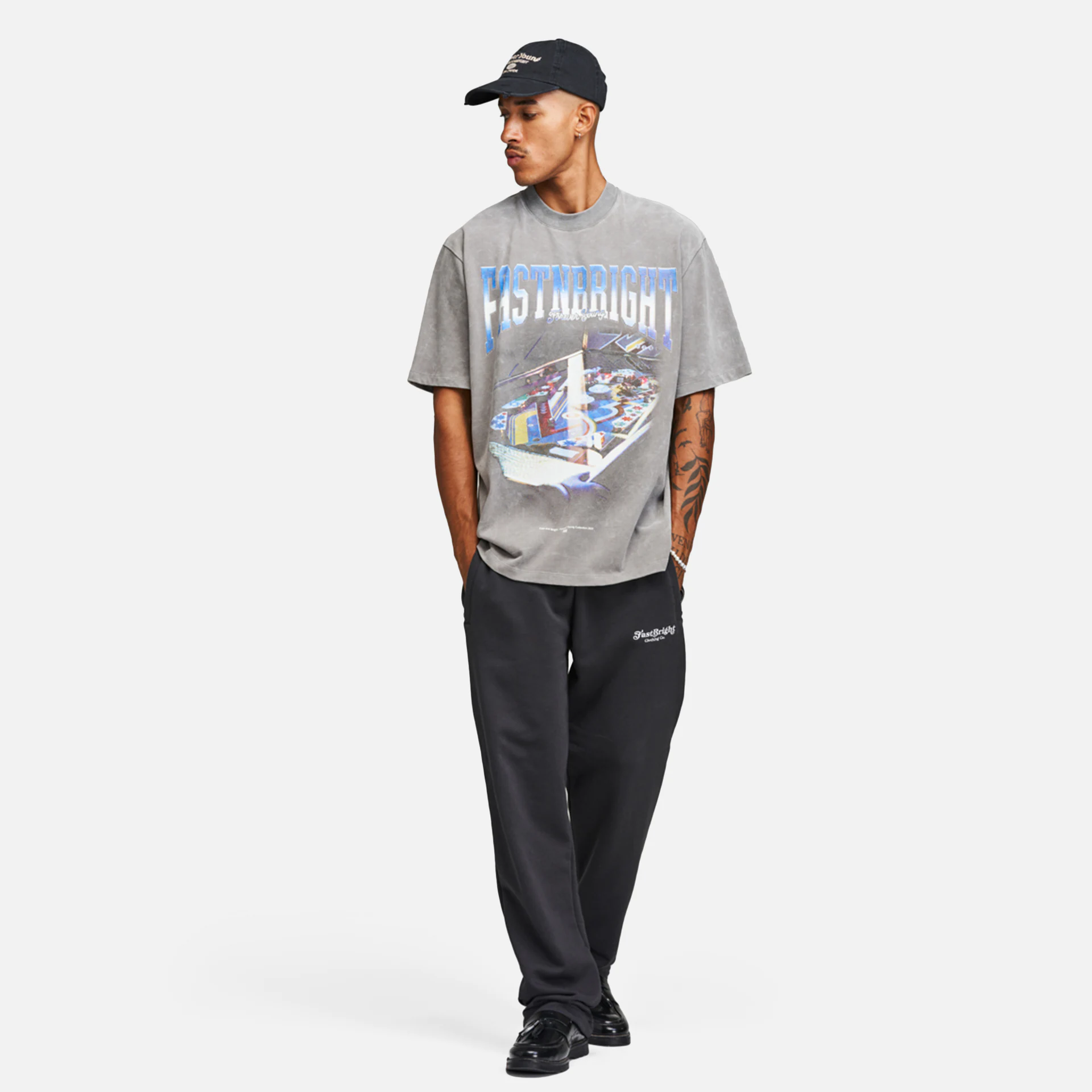 Fast and Bright Pinball T-Shirt Washed Grey