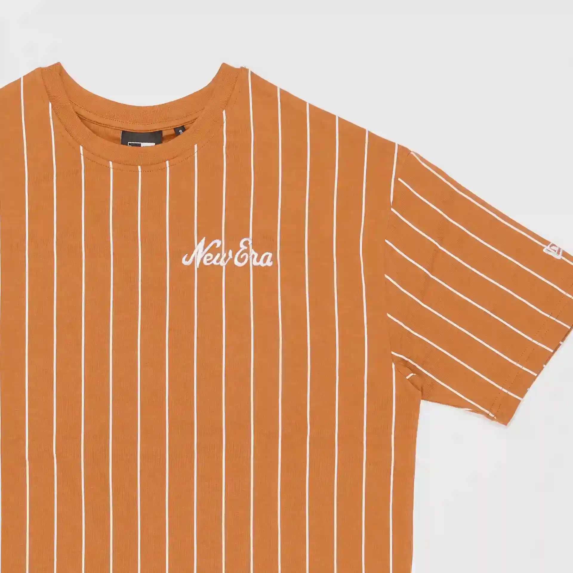 New Era Pinstripe Oversize T-Shirt Medium Brown/White