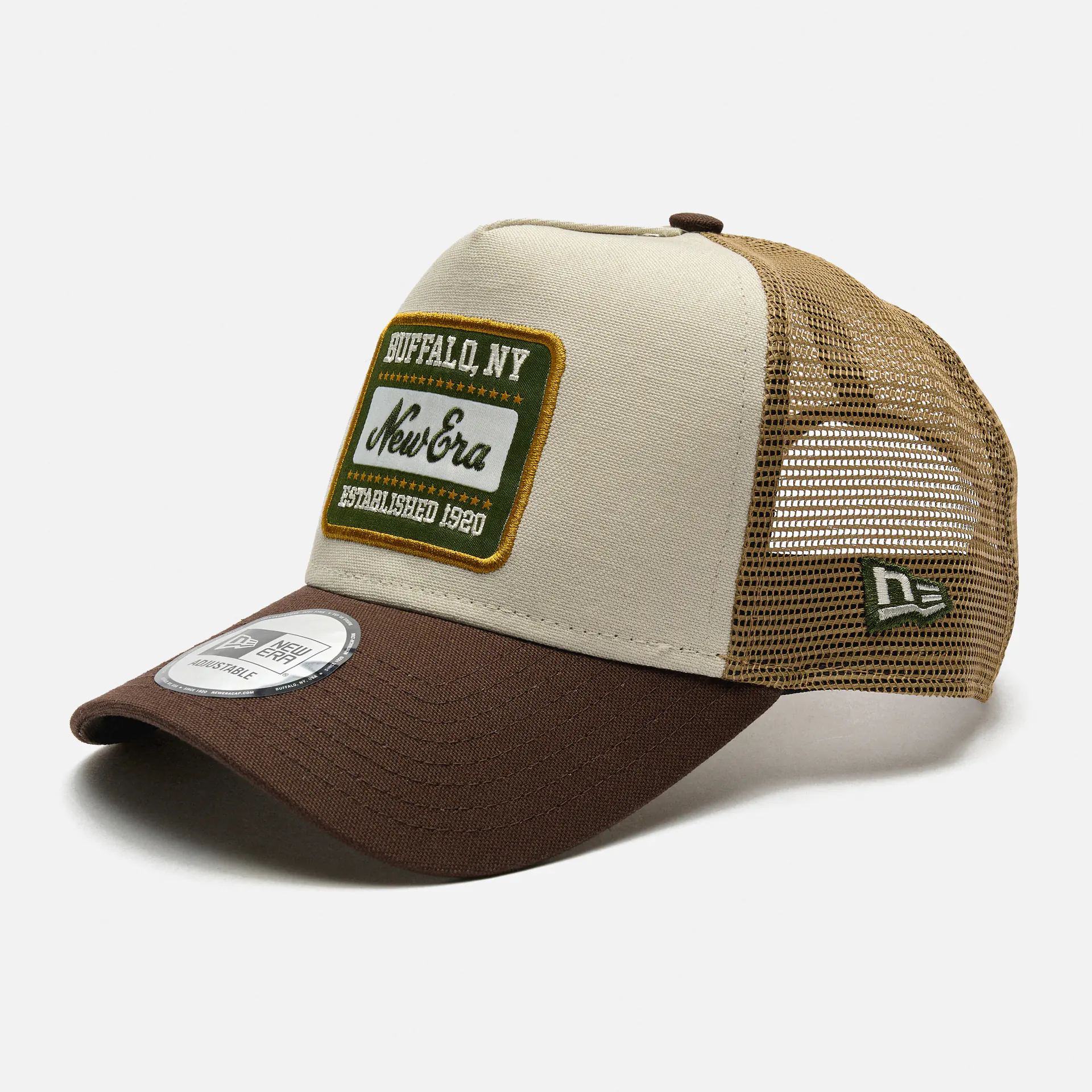 New Era Patch Cotton Canvas 9FORTY A-Frame Trucker Cap Brown