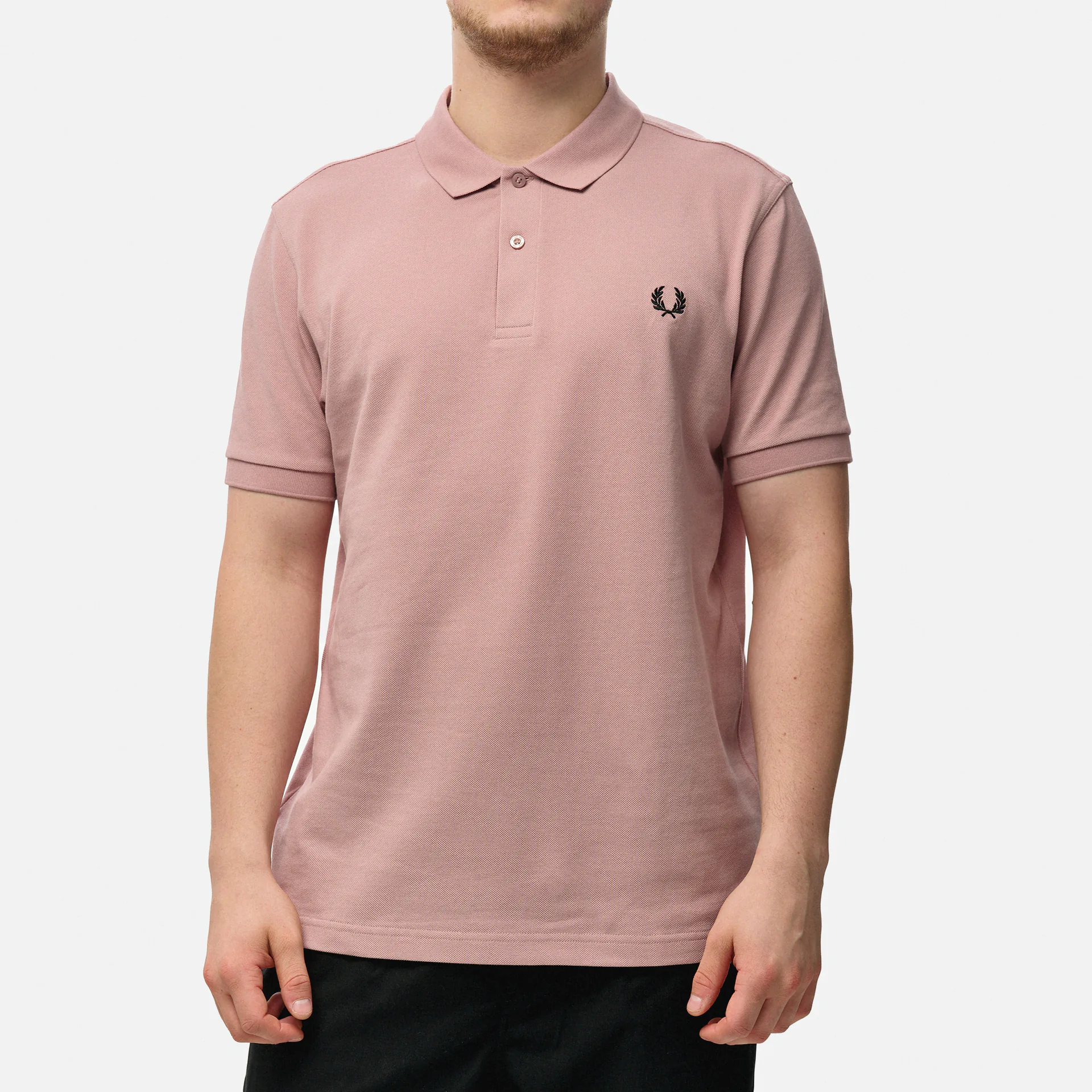 Fred Perry Plain Polo Shirt Dusty Rose Pink/Black