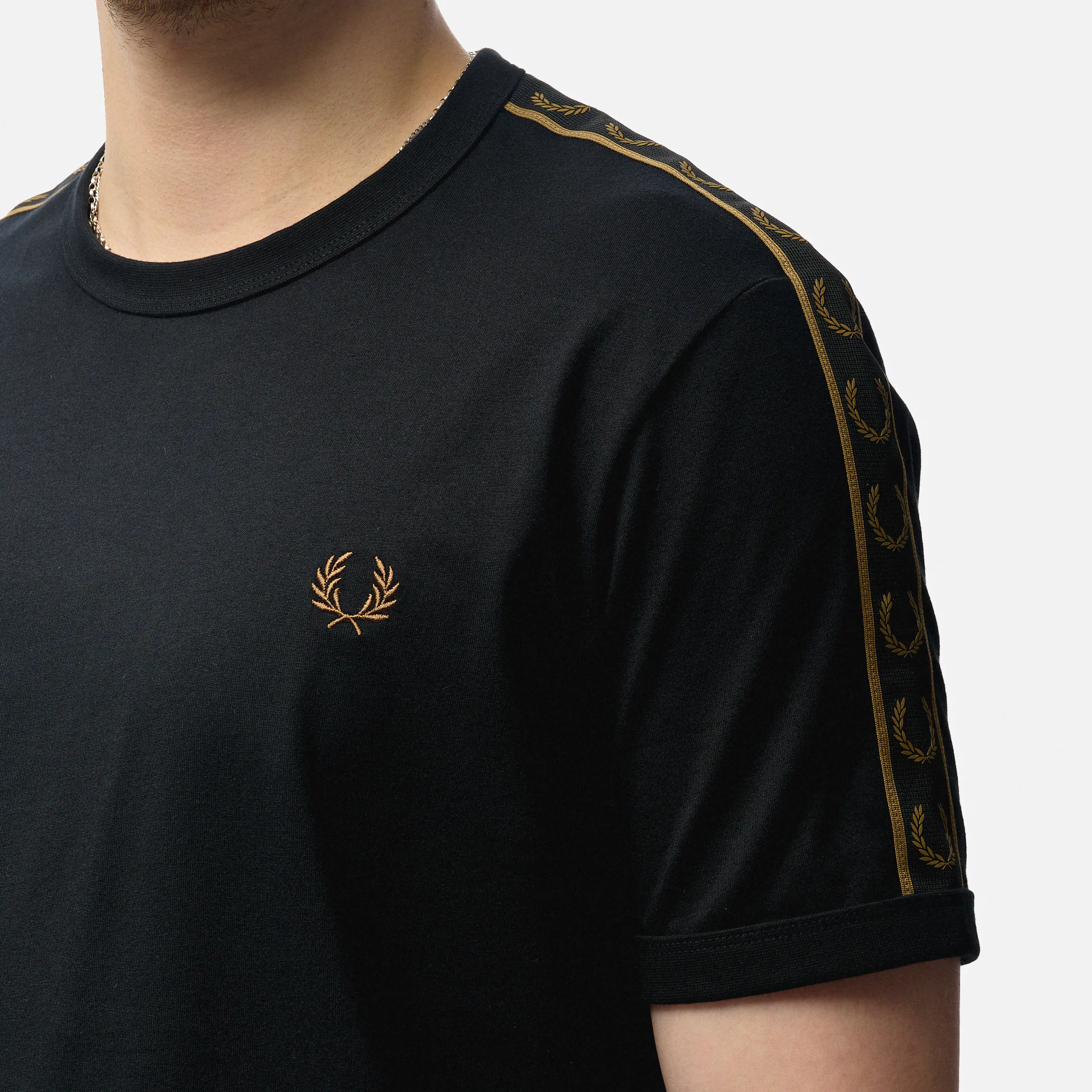 Fred Perry Contrast Tape Ringer T-Shirt Black/Warm Stone