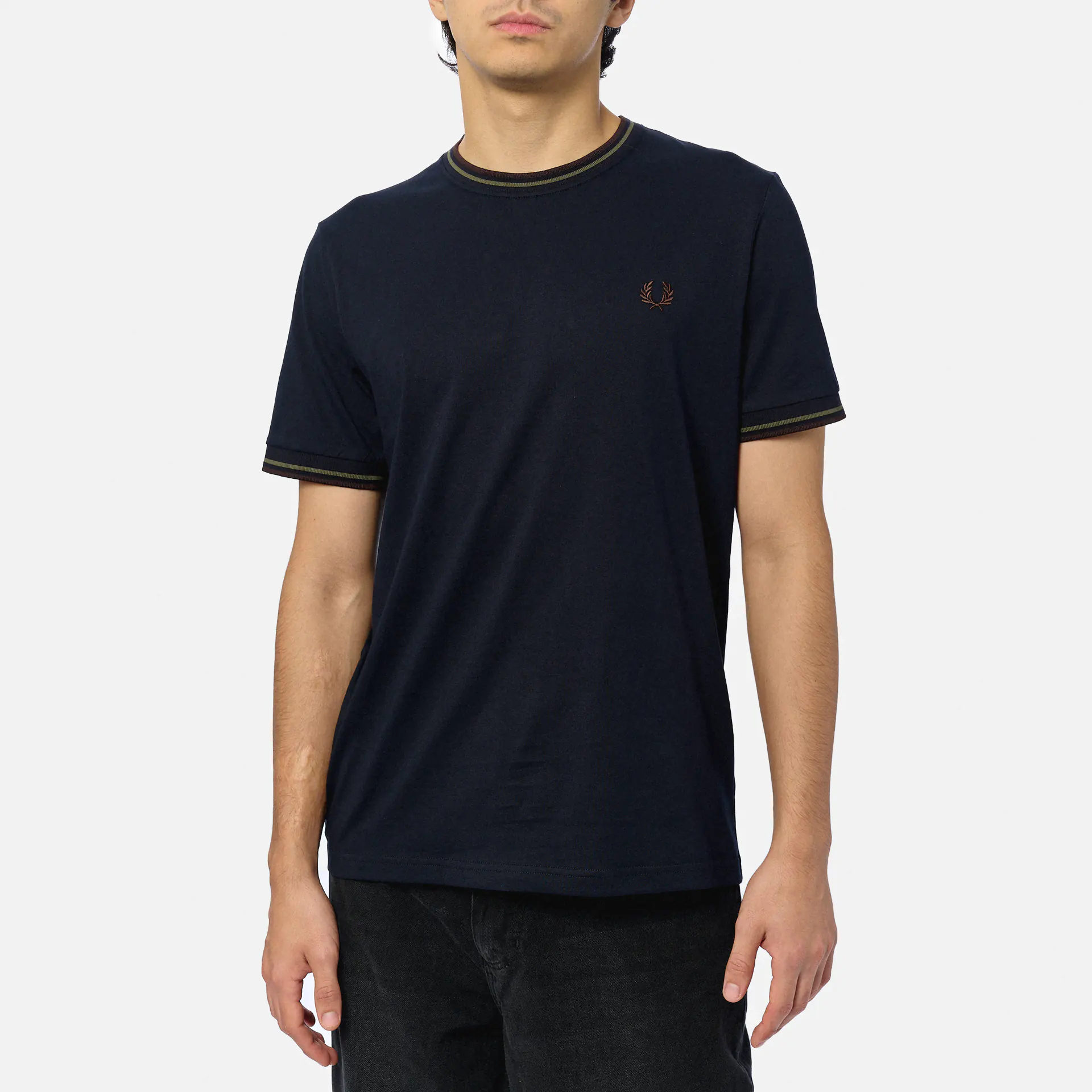 Fred Perry Twin Tipped T-Shirt Navy/Laurel Wreath Green/Brick