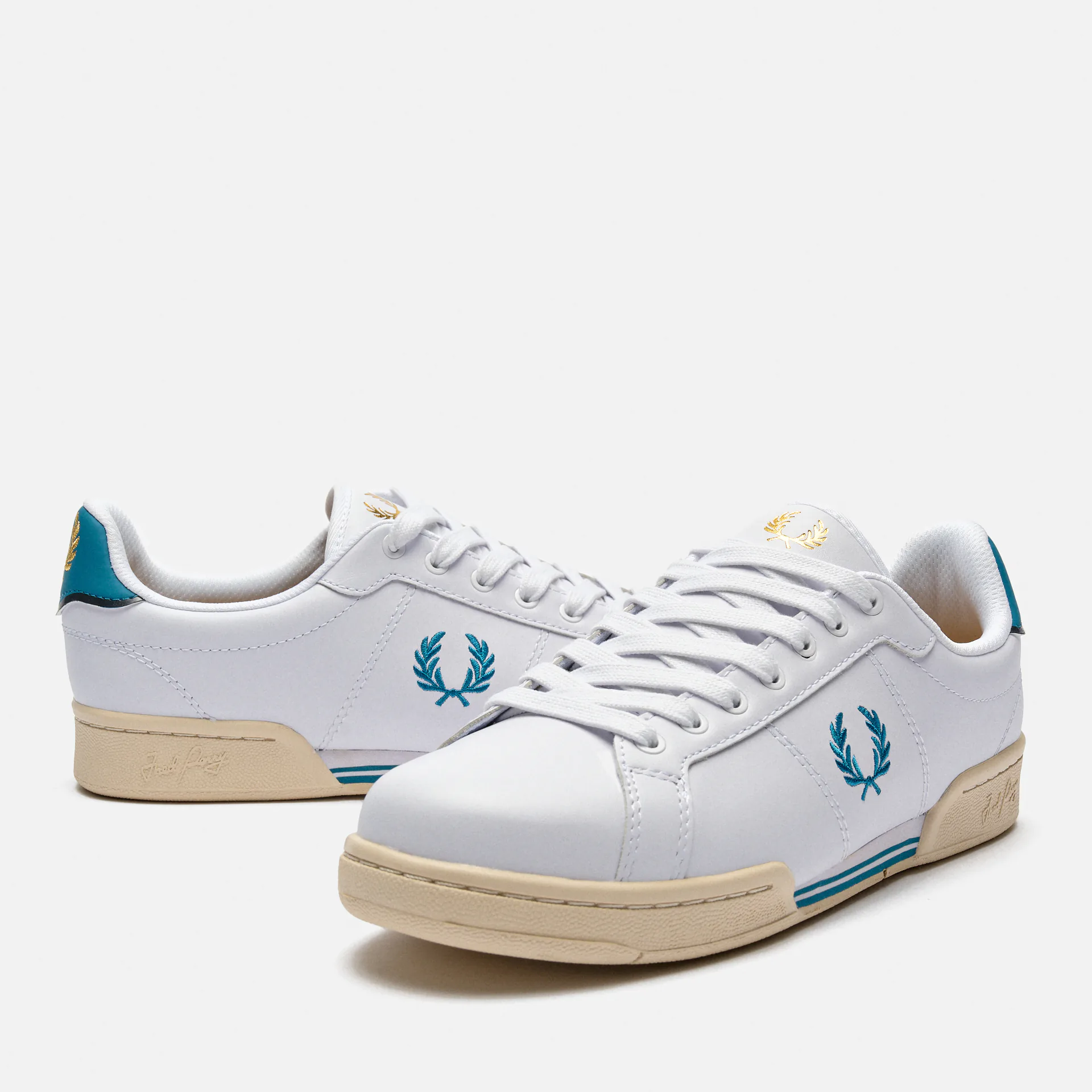 Fred Perry B722 Leather Sneakers White/Runaway Bay Ocean