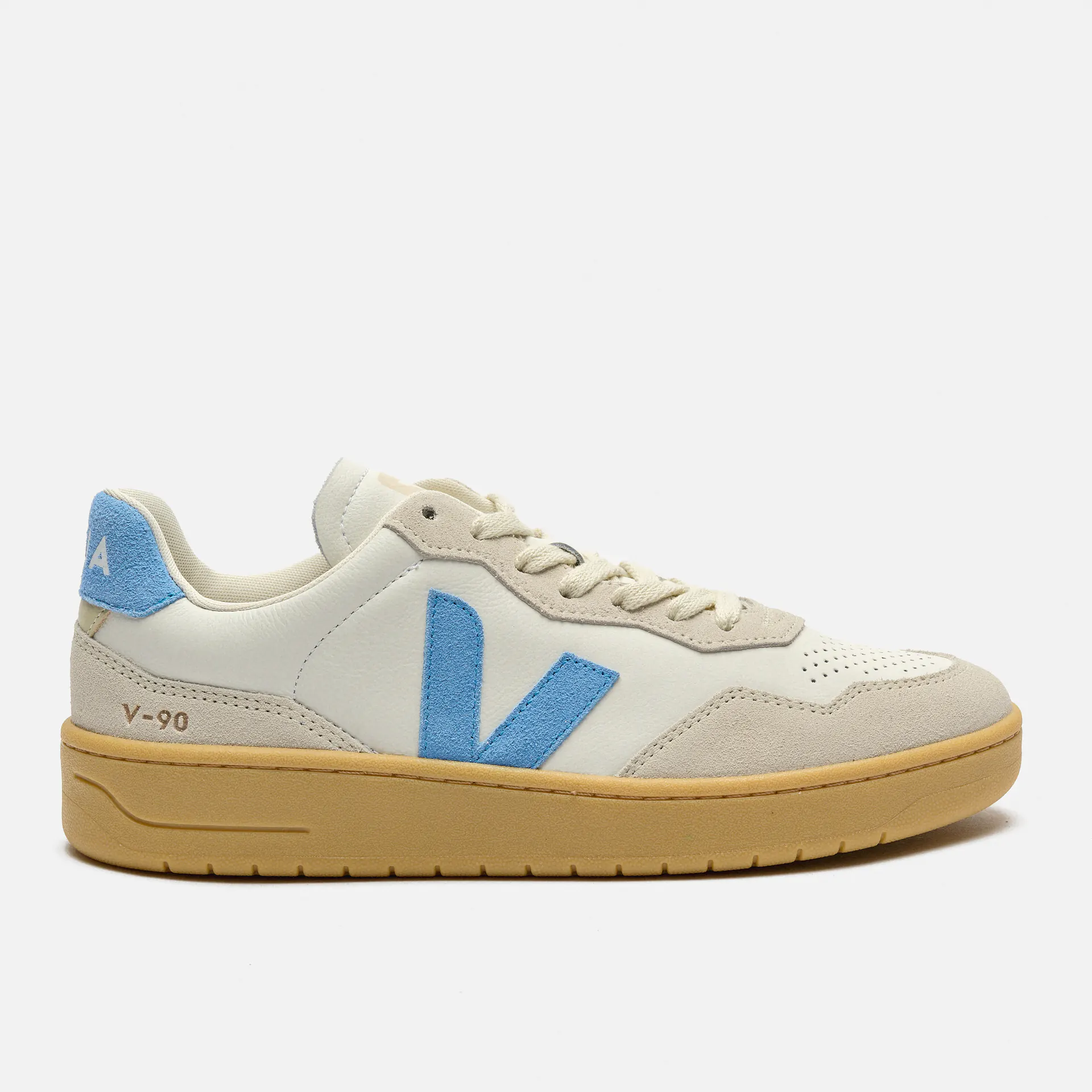 Veja V-90 Leather Sneaker Extra White Aqua Natural