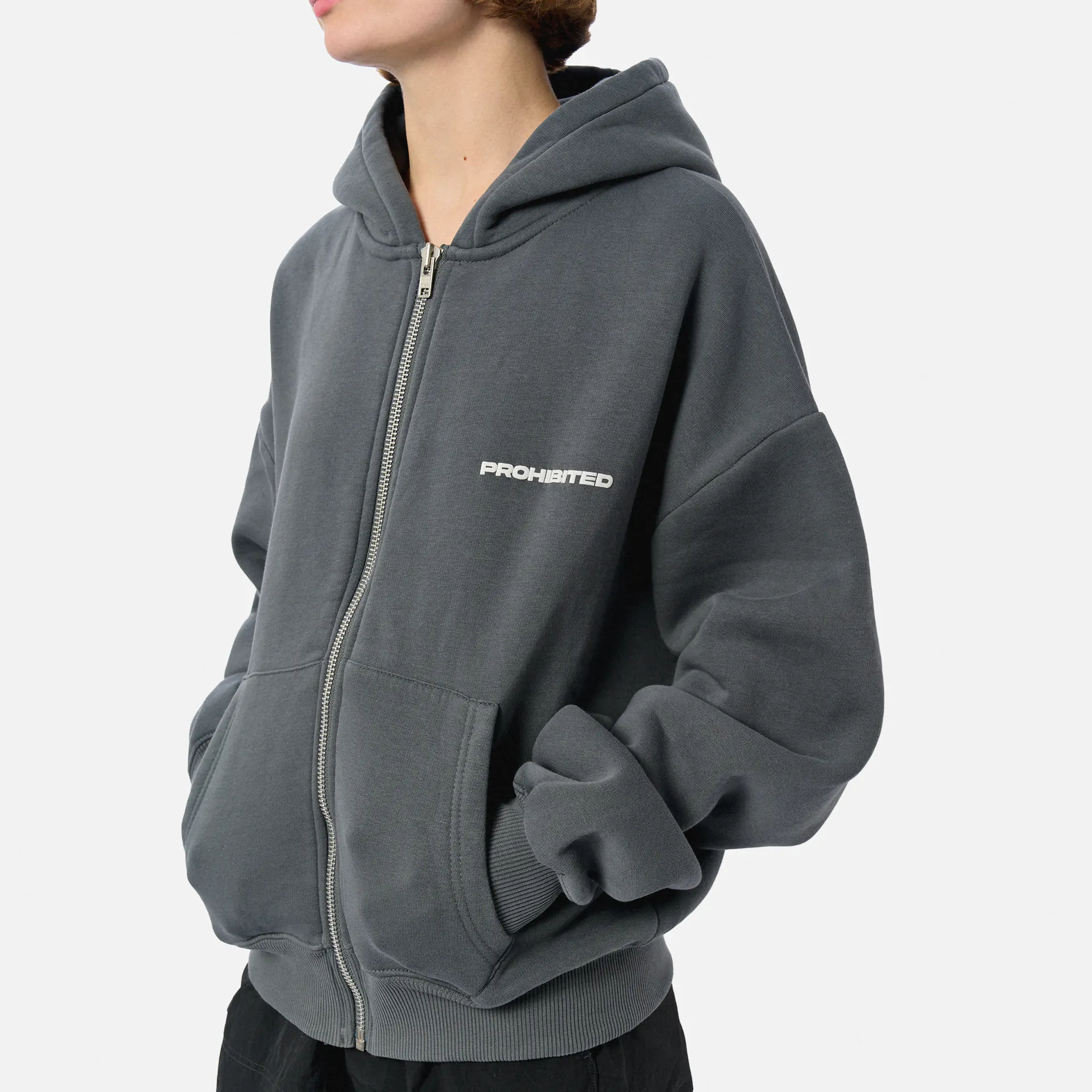 Prohibited 10119 Zip-Hoodie 1.0 Grey Stone Washed