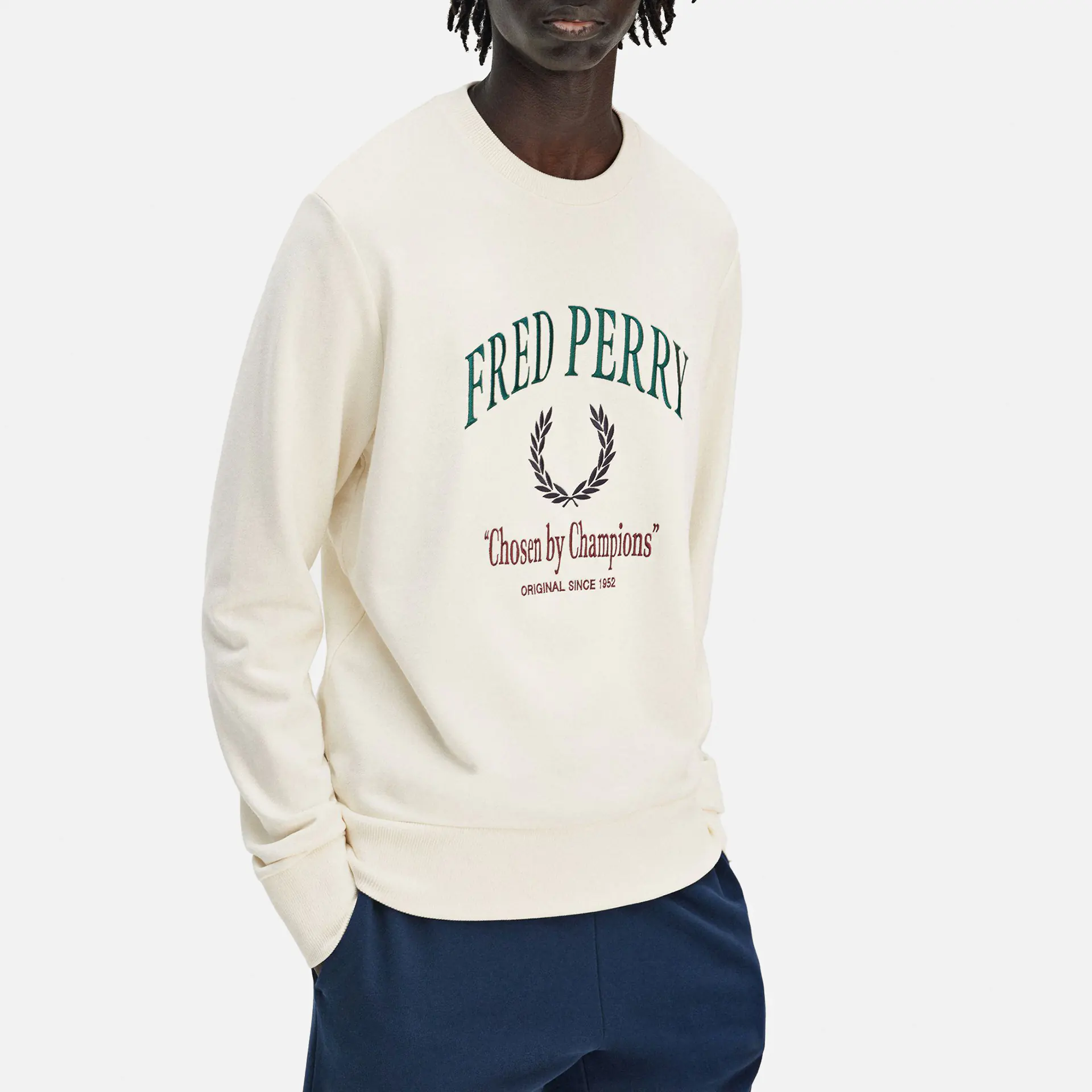 Fred Perry Embroidered Champion Sweatshirt Ecru