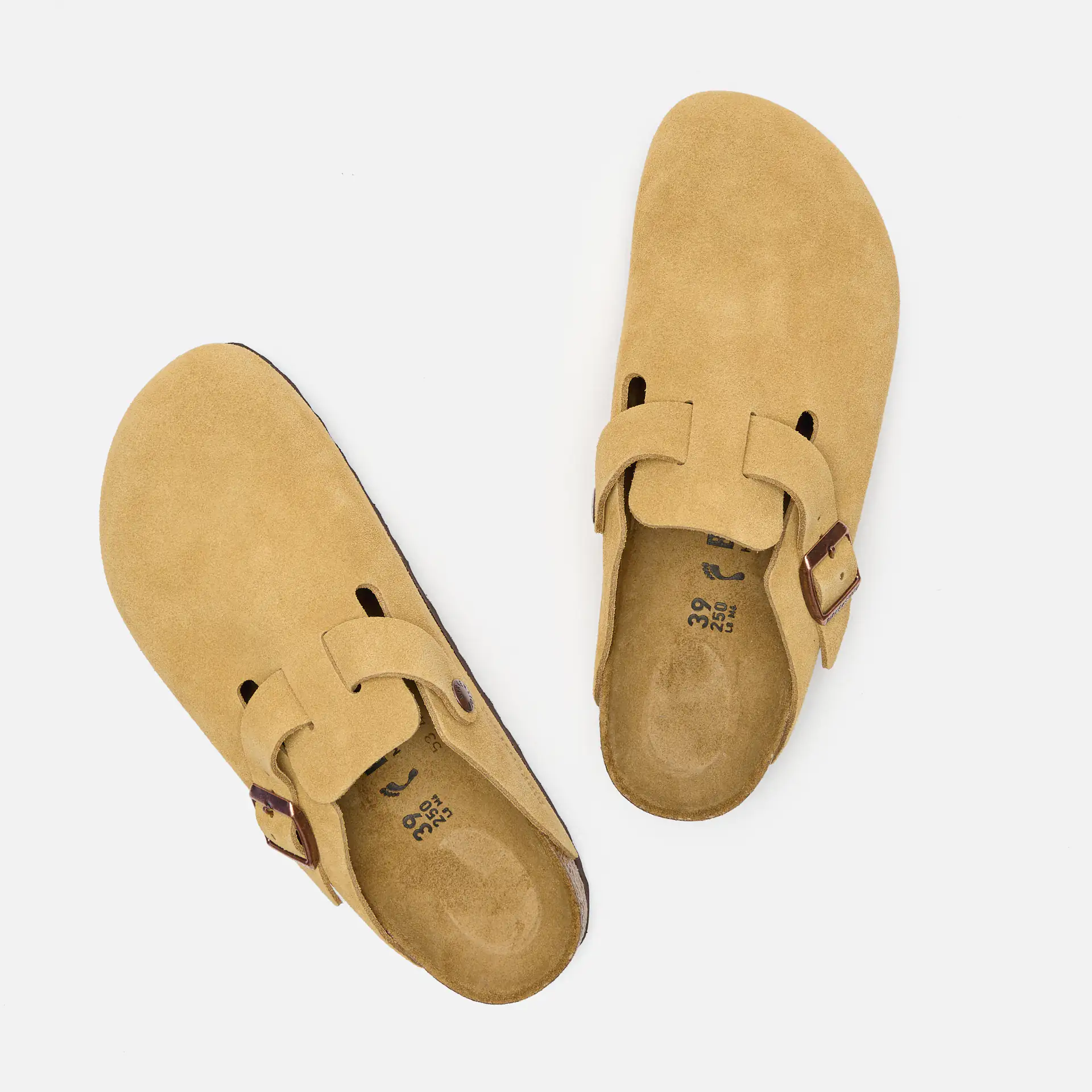 Birkenstock Boston Suede Leather Sandals Latte Cream