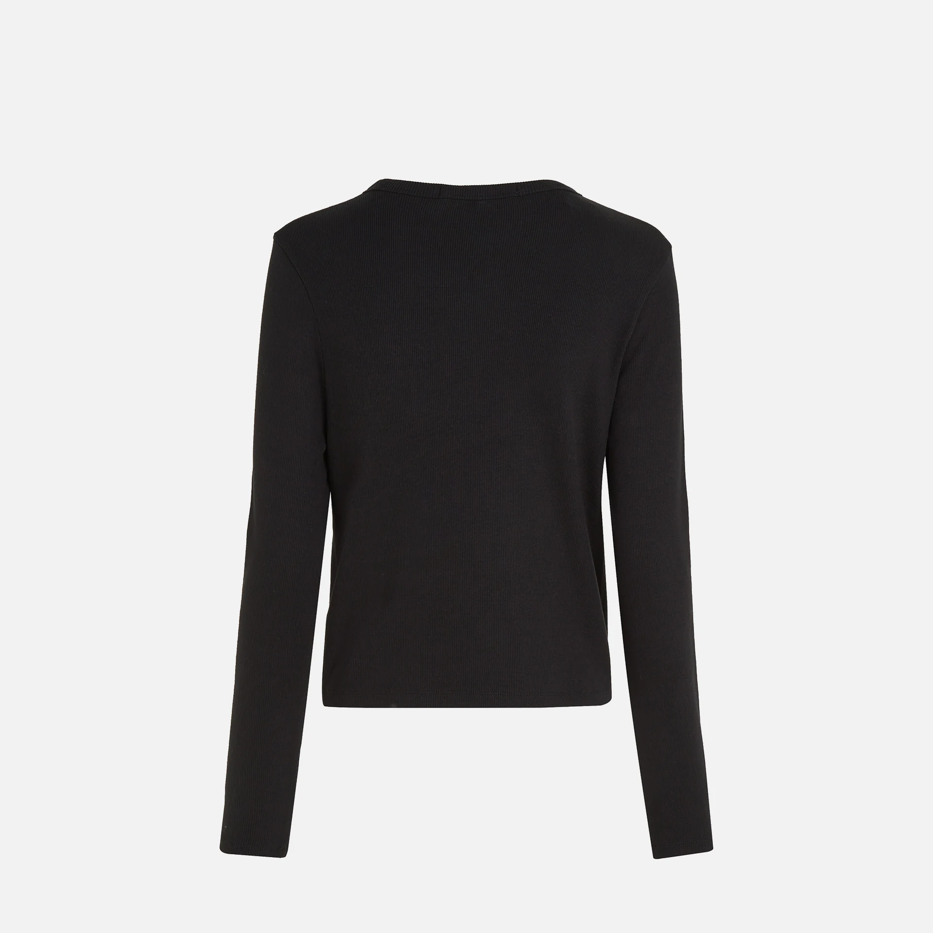 Calvin Klein Jeans Woven Label Rib Sleeve Long Black