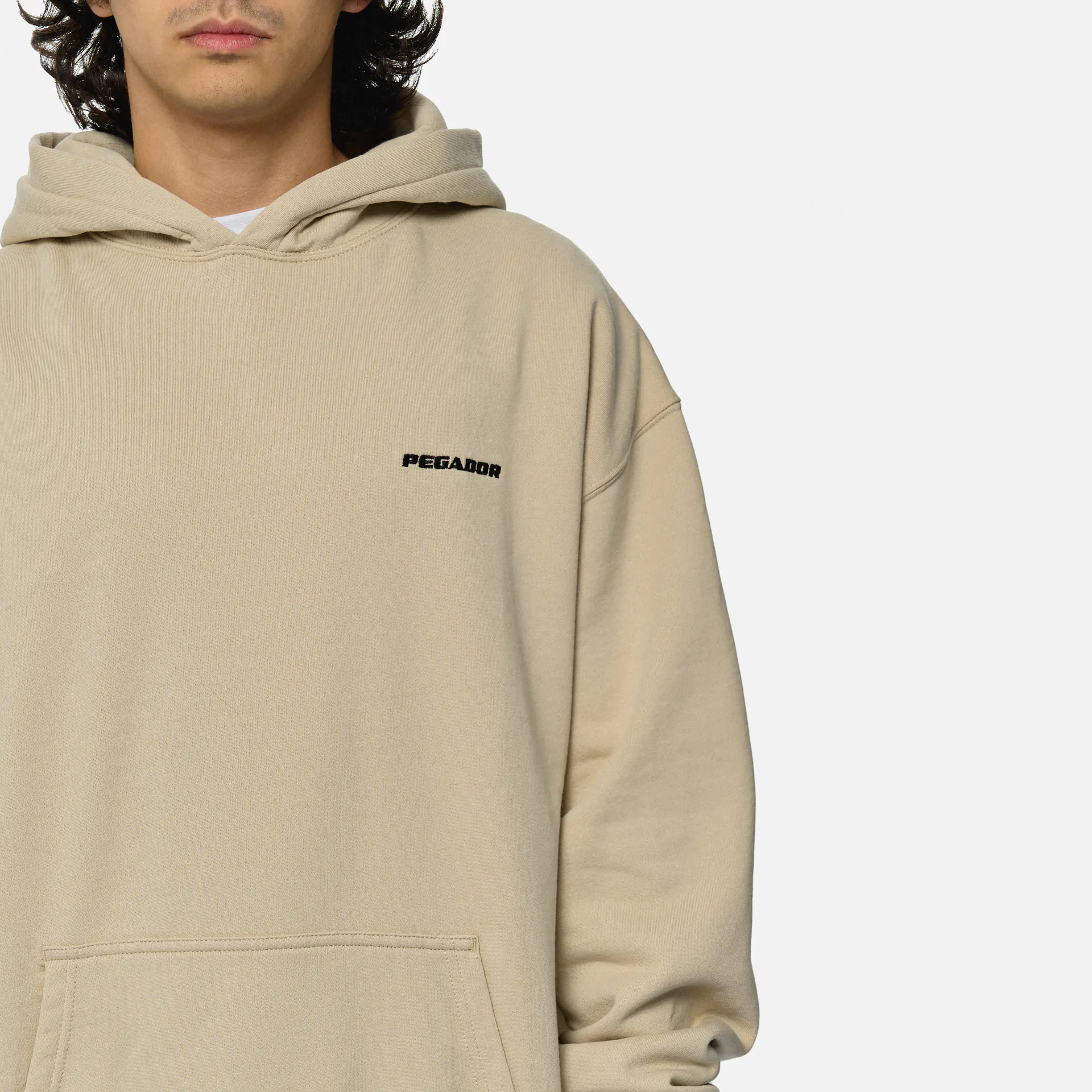 PEGADOR Logo Oversized Hoodie Washed Light Beige