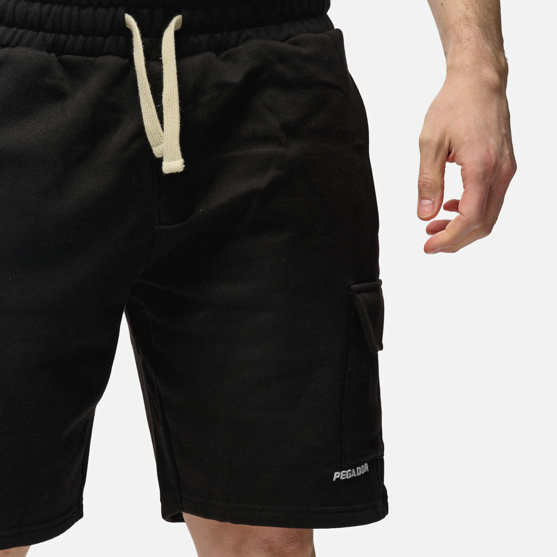 PEGADOR Pineda Heavy Sweat Cargo Shorts Black/Cream