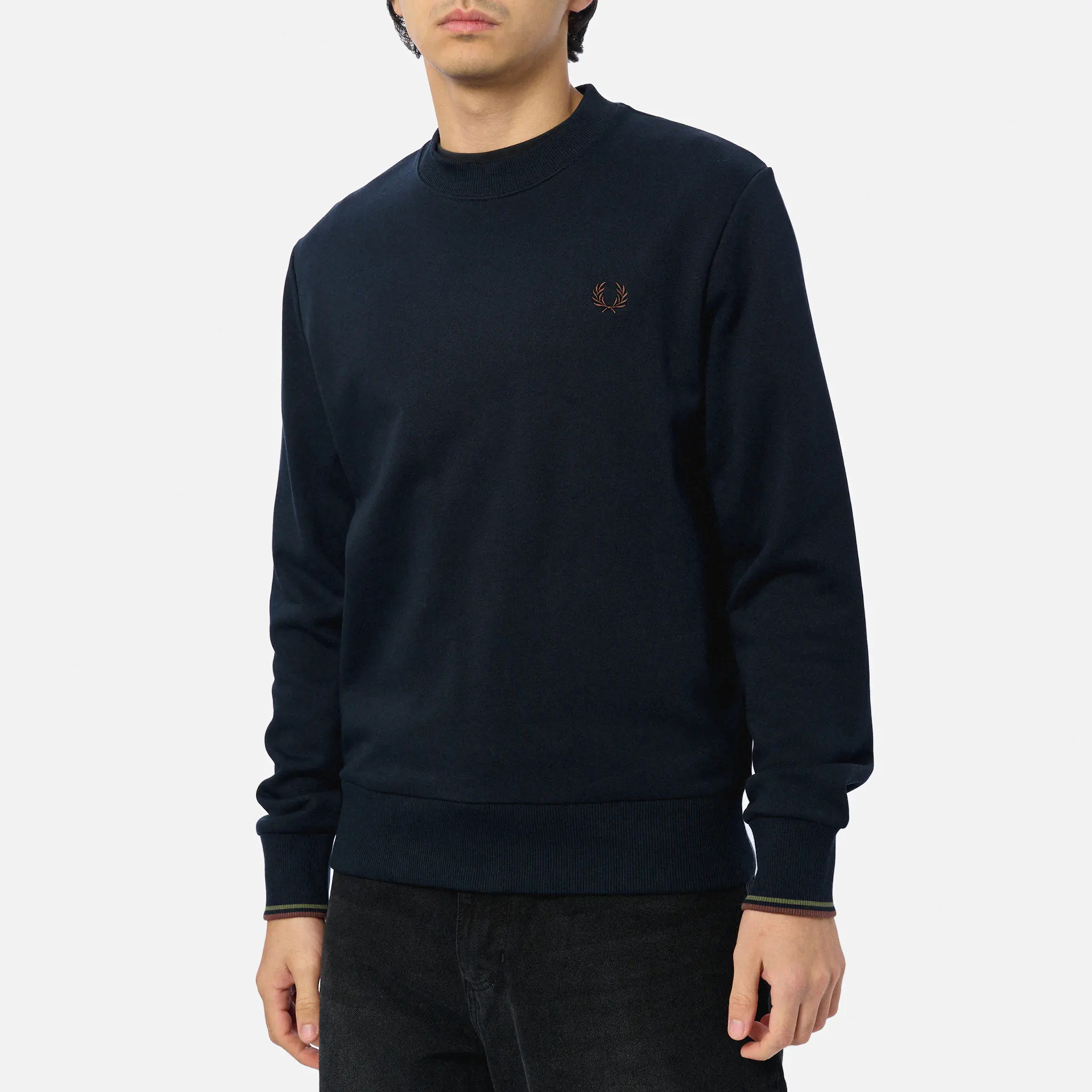 Fred Perry Crew Neck Sweatshirt Navy/Laurel Wreath Green/Brick