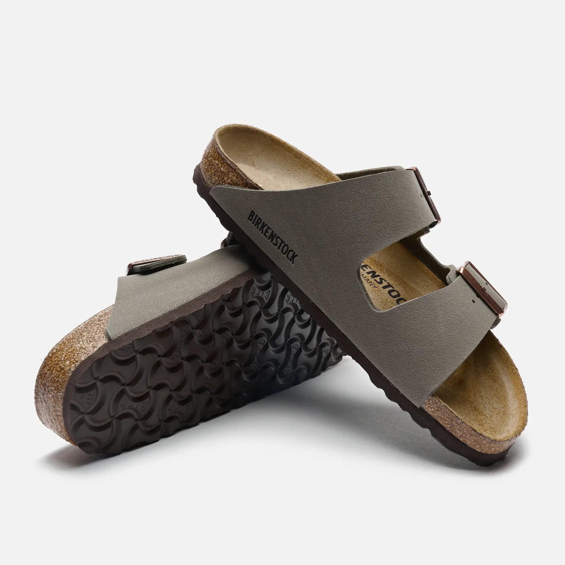 Birkenstock Arizona Birko-Flor Nubuck Sandals Narrow Stone