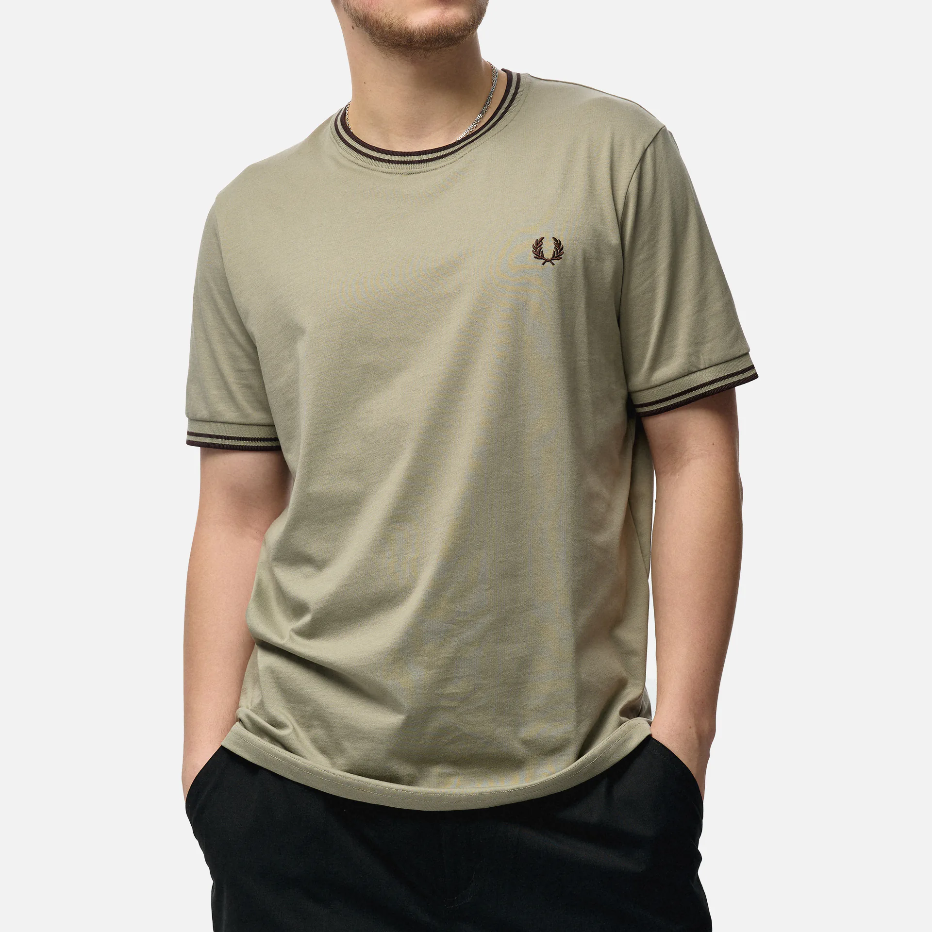 Fred Perry Twin Tipped T-Shirt Warm Grey/Brick