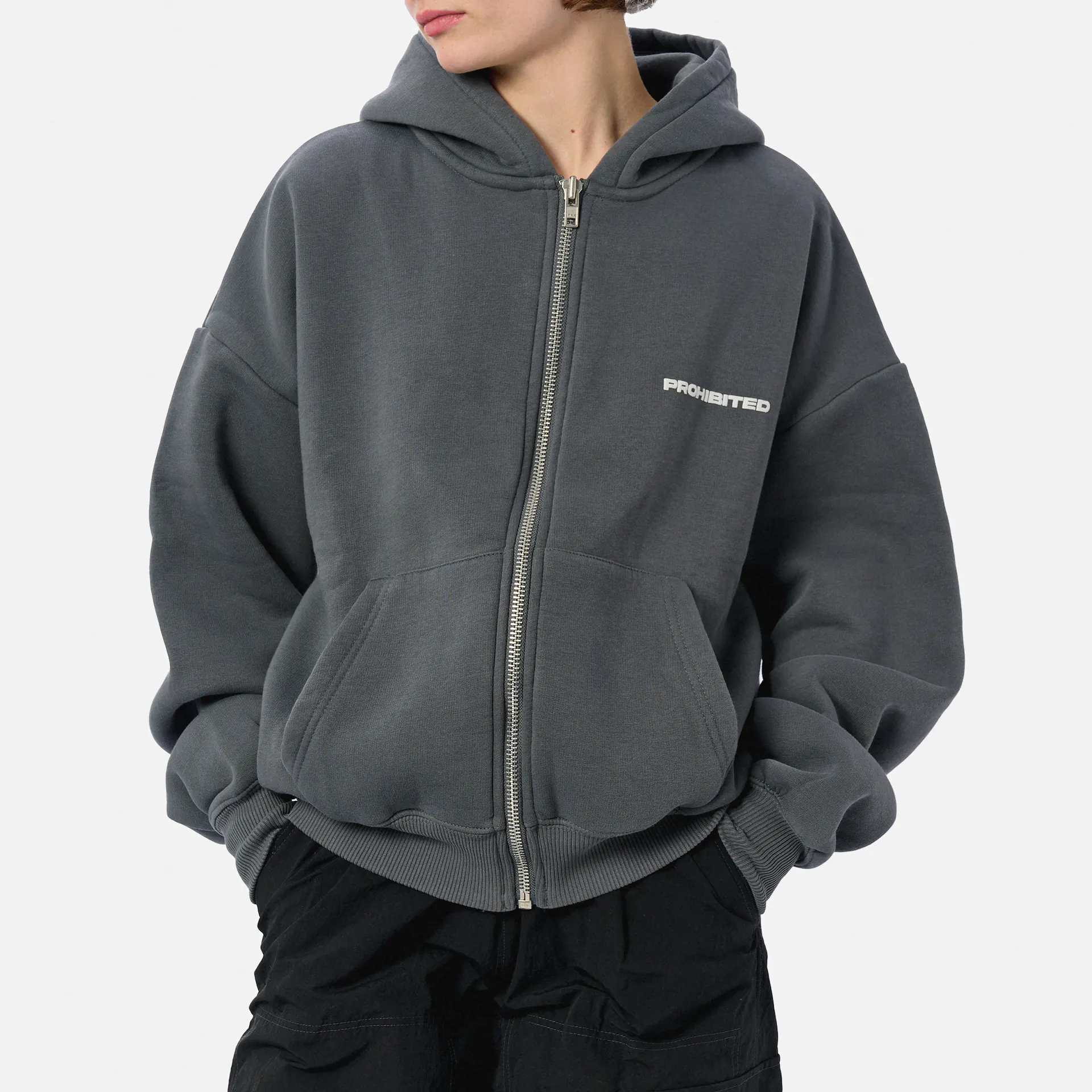 Prohibited 10119 Zip-Hoodie 1.0 Grey Stone Washed