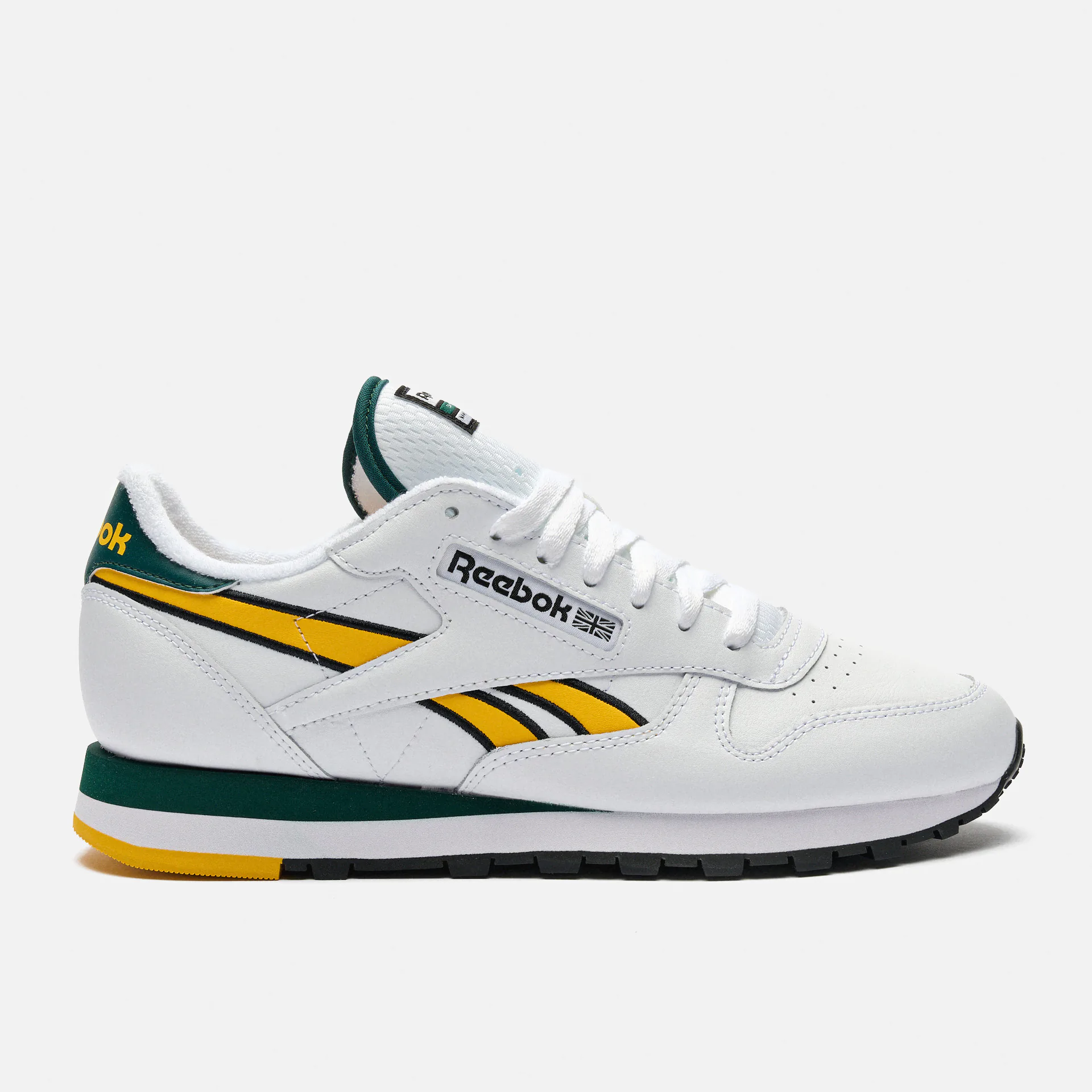 Reebok Classic Leather Sneaker White Fierce Gold Collegiate Green