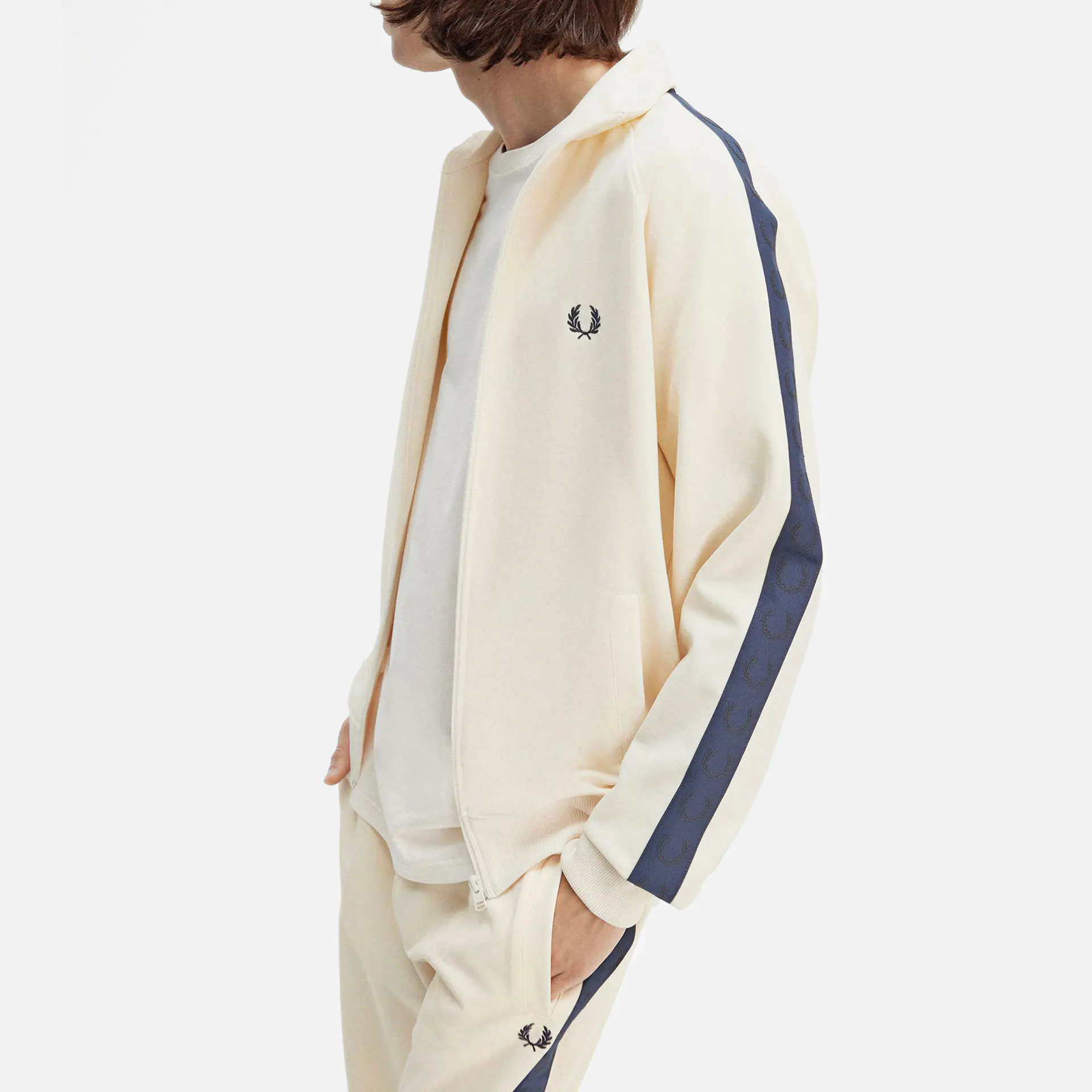 Fred Perry Contrast Tape Track Jacket Ecru/Tennis Blue