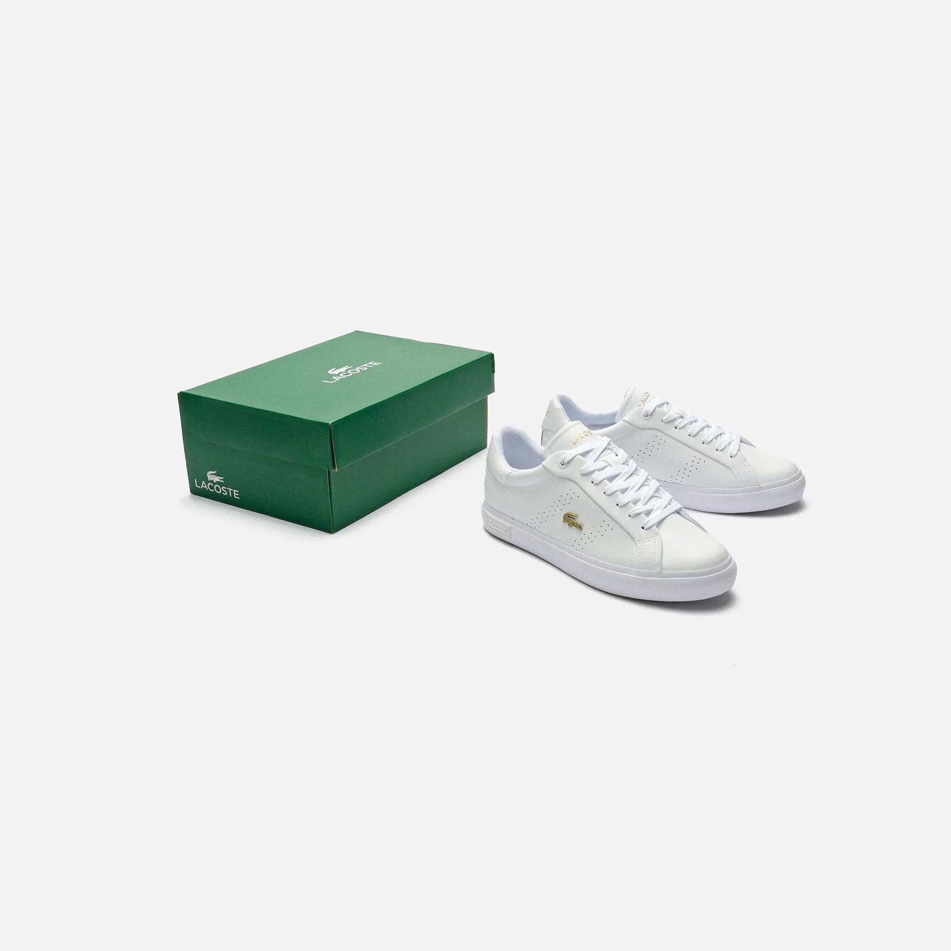 Lacoste Powercourt 2.0 Leather Sneaker White/Gold