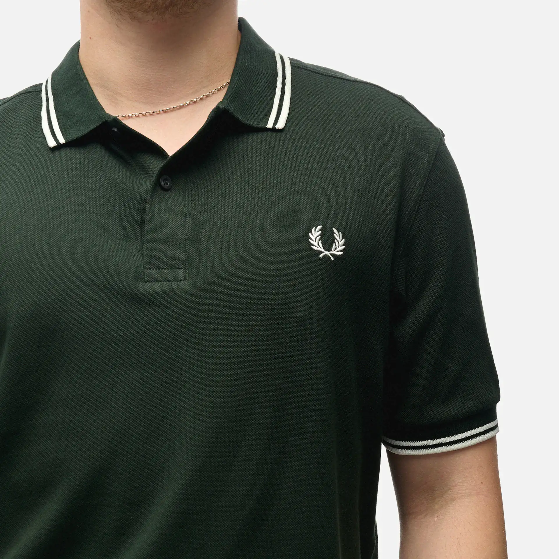 Fred Perry Twin Tipped Polo Shirt Night Green/Snow White