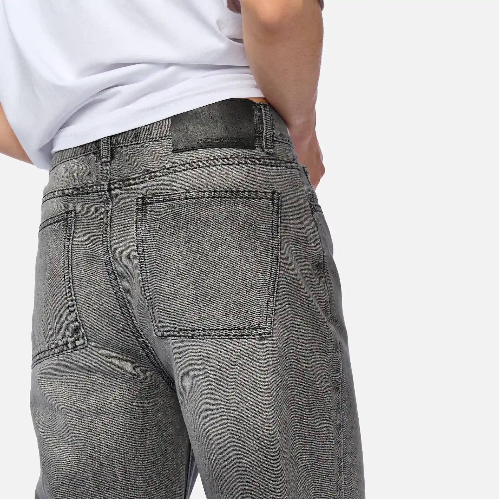 PEGADOR Barrow Wide Baggy Jeans Washed Anthracite