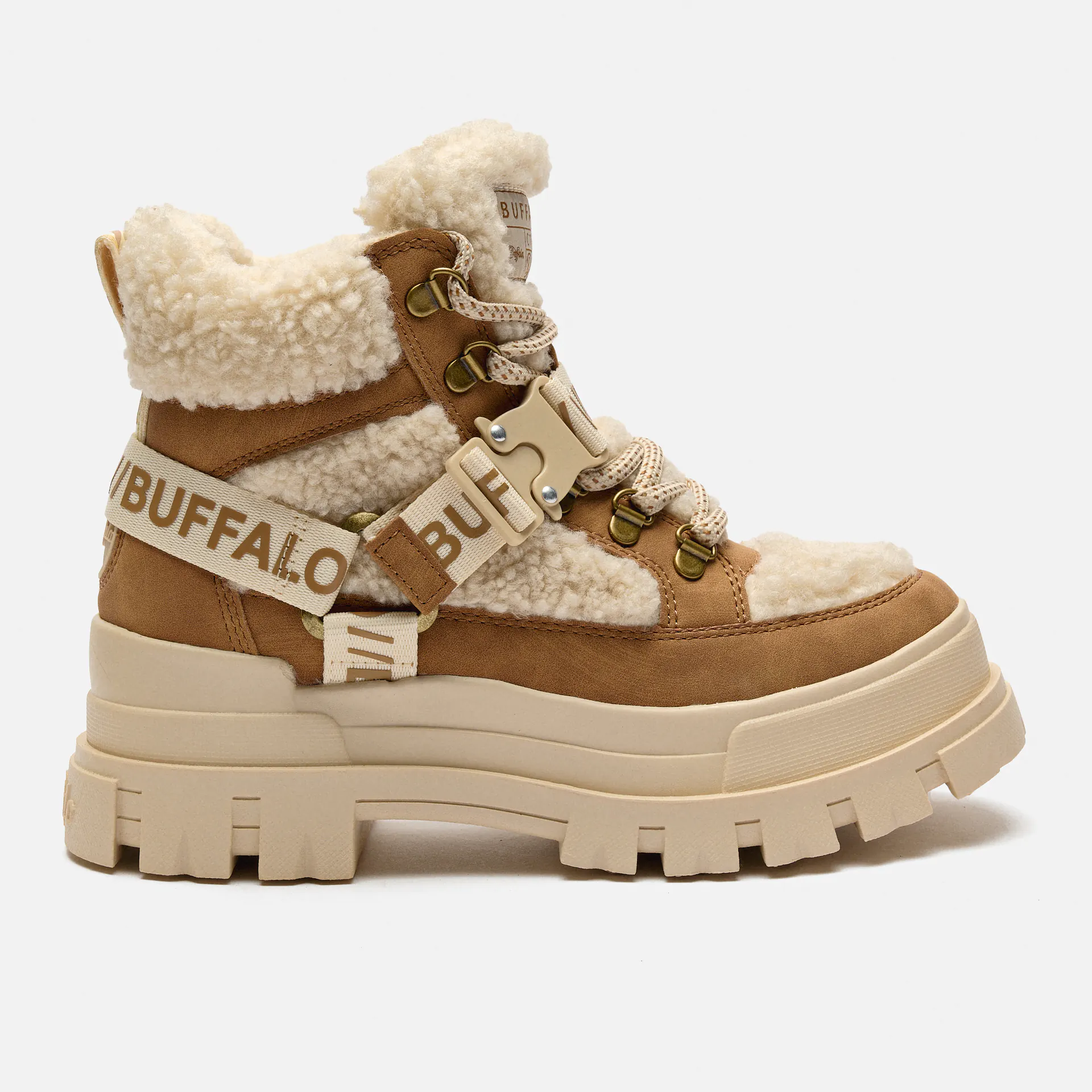 Buffalo Aspha COM Vegan Nubuck/Fur Mid Warm Boots Beige/Brown