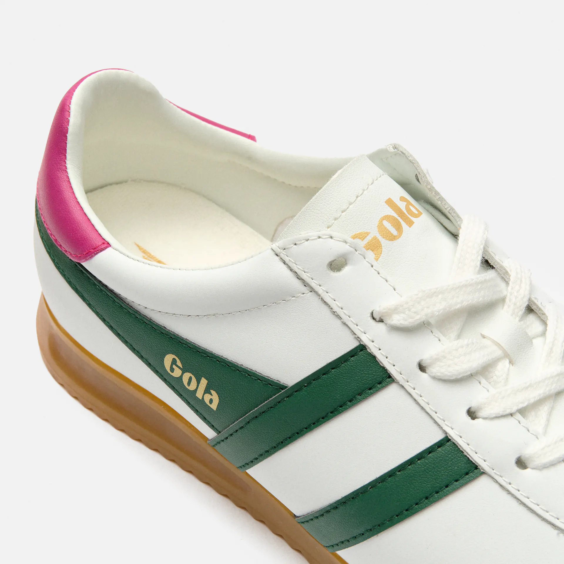 Gola Torpedo Leather Sneaker White/Evergreen/Fuchsia