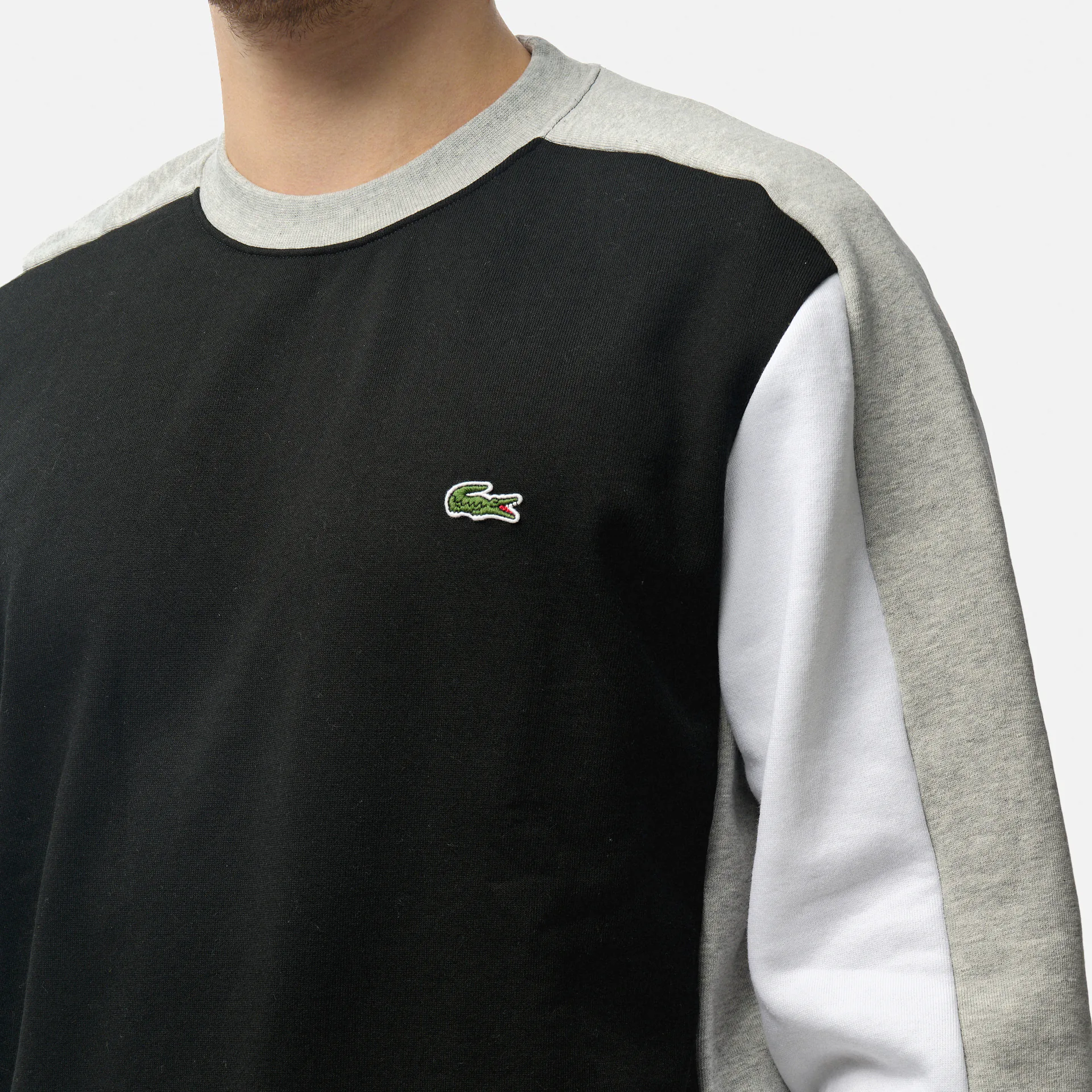 Lacoste Flannel Colorblock Pullover Black/Silver Chine/White