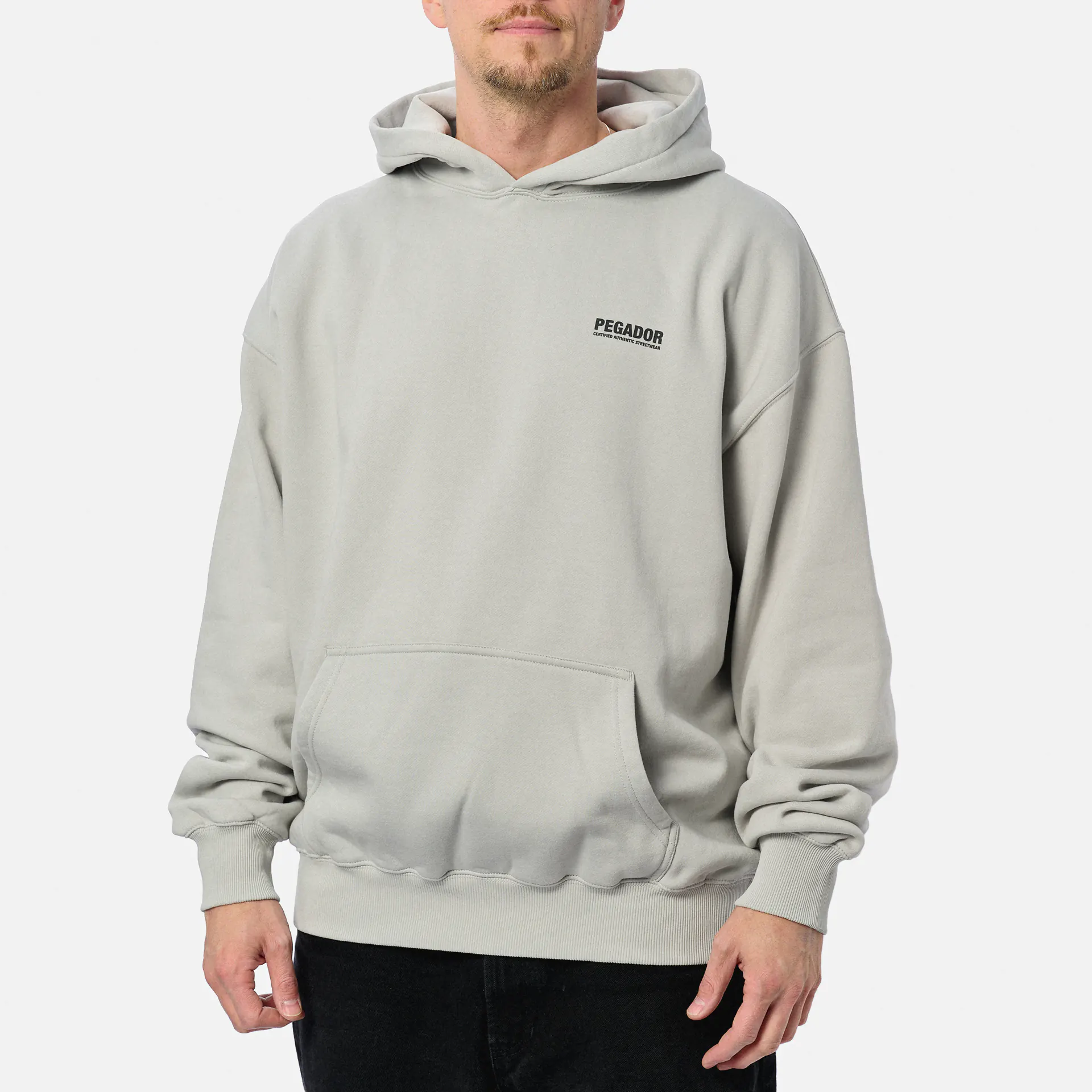 PEGADOR Clinton Oversized Hoodie Washed Clear Grey