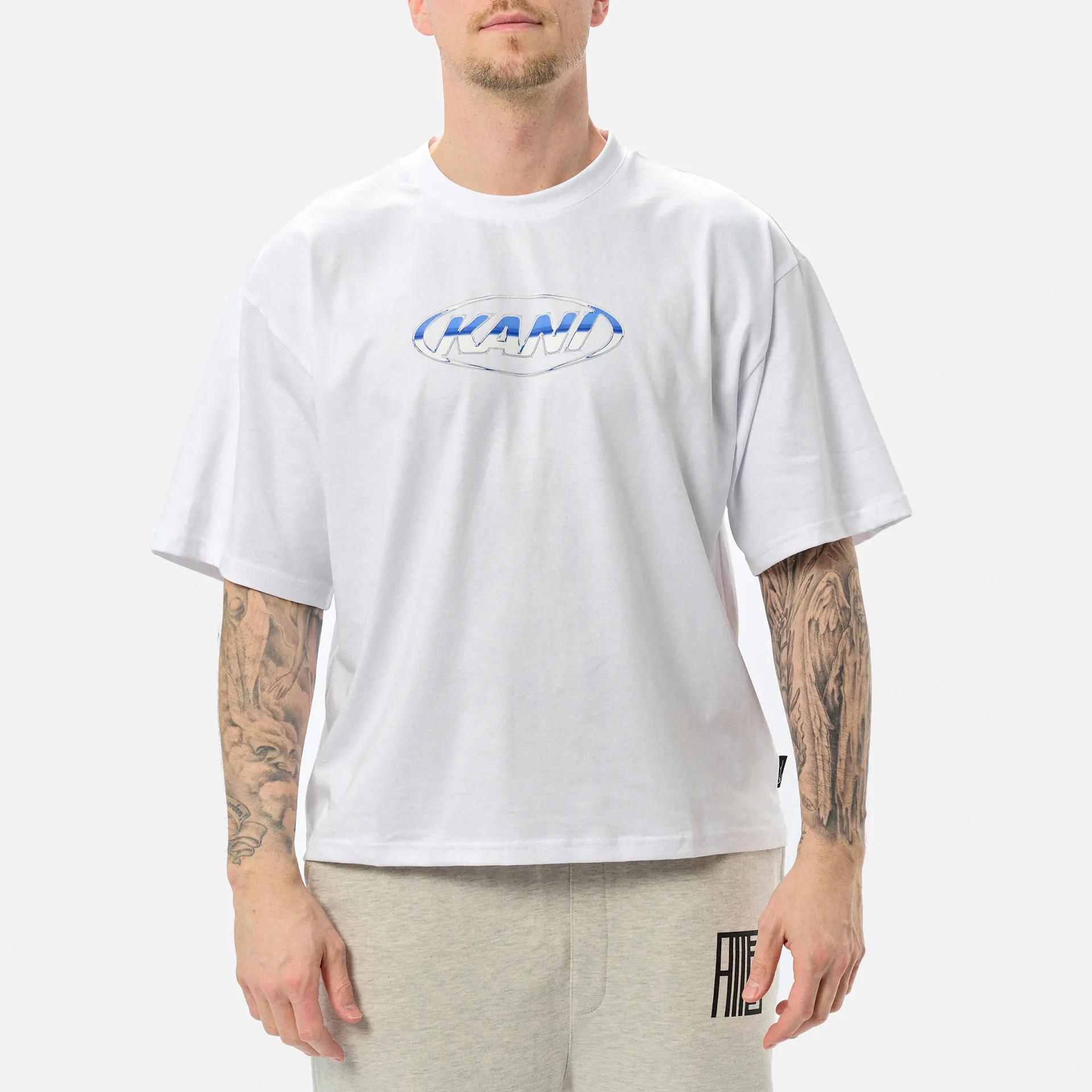 Karl Kani Woven Signature Chrome Logo Crop T-Shirt White