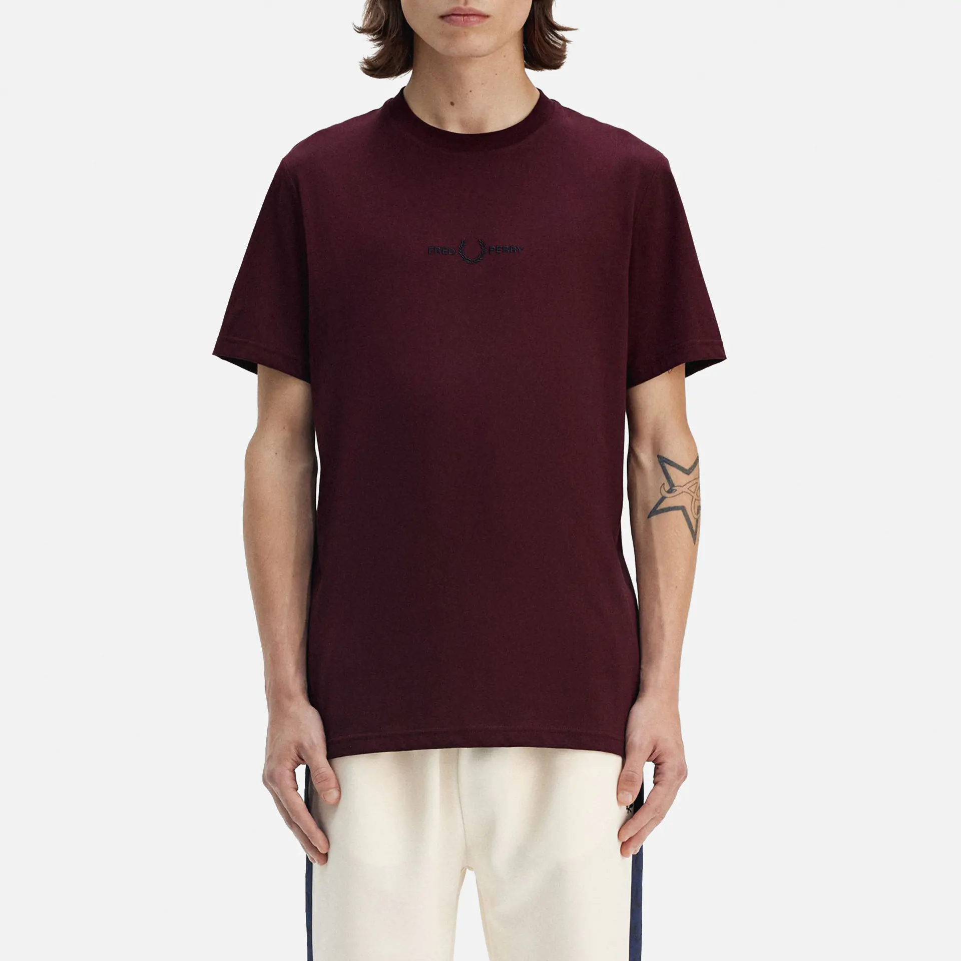 Fred Perry Embroidered T-Shirt Oxblood