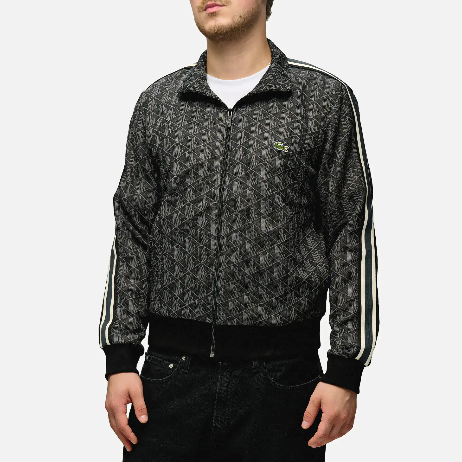 Lacoste Monogram Jacquard Track Jacket Black/Graphite