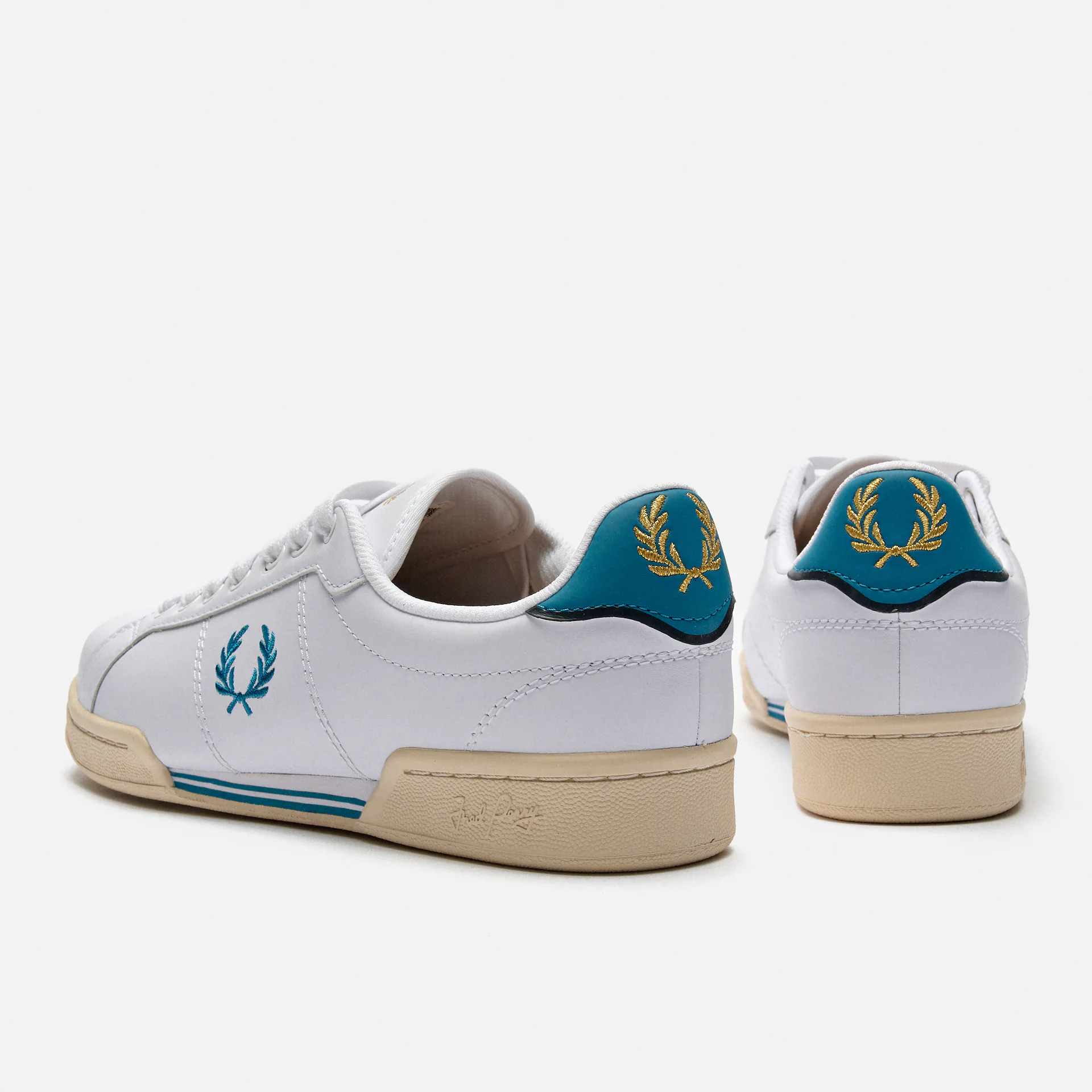 Fred Perry B722 Leather Sneakers White/Runaway Bay Ocean