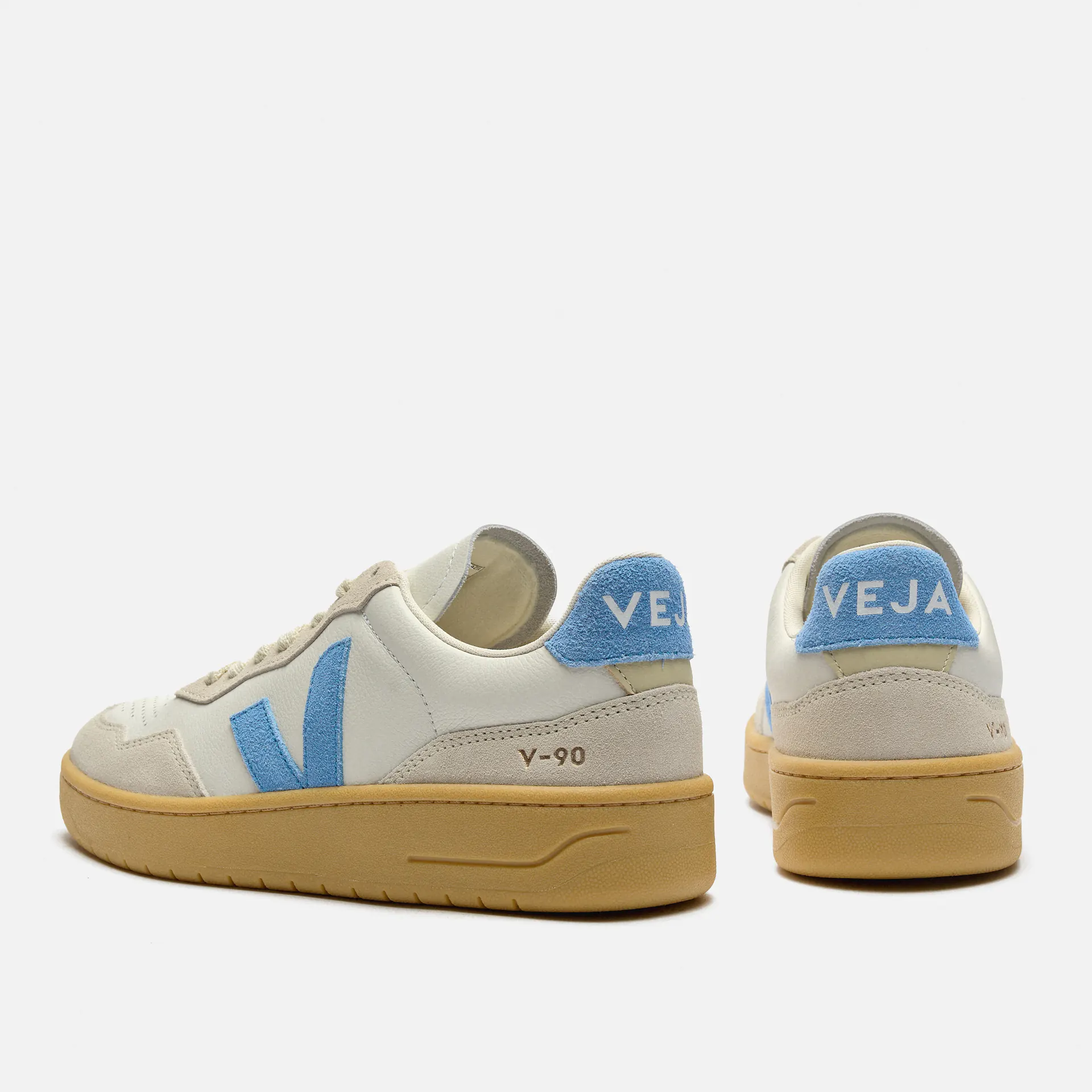 Veja V-90 Leather Sneaker Extra White Aqua Natural