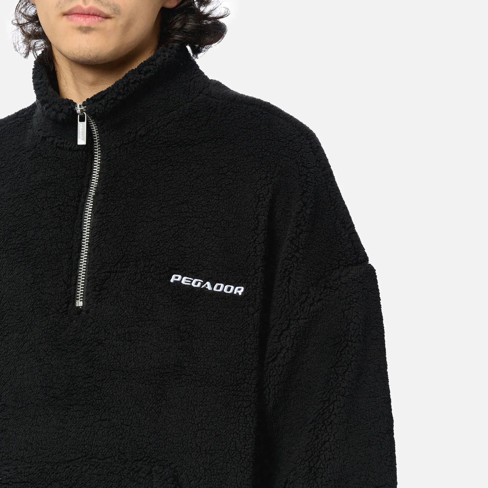 PEGADOR Puka Teddy Half Zip Sweater Black