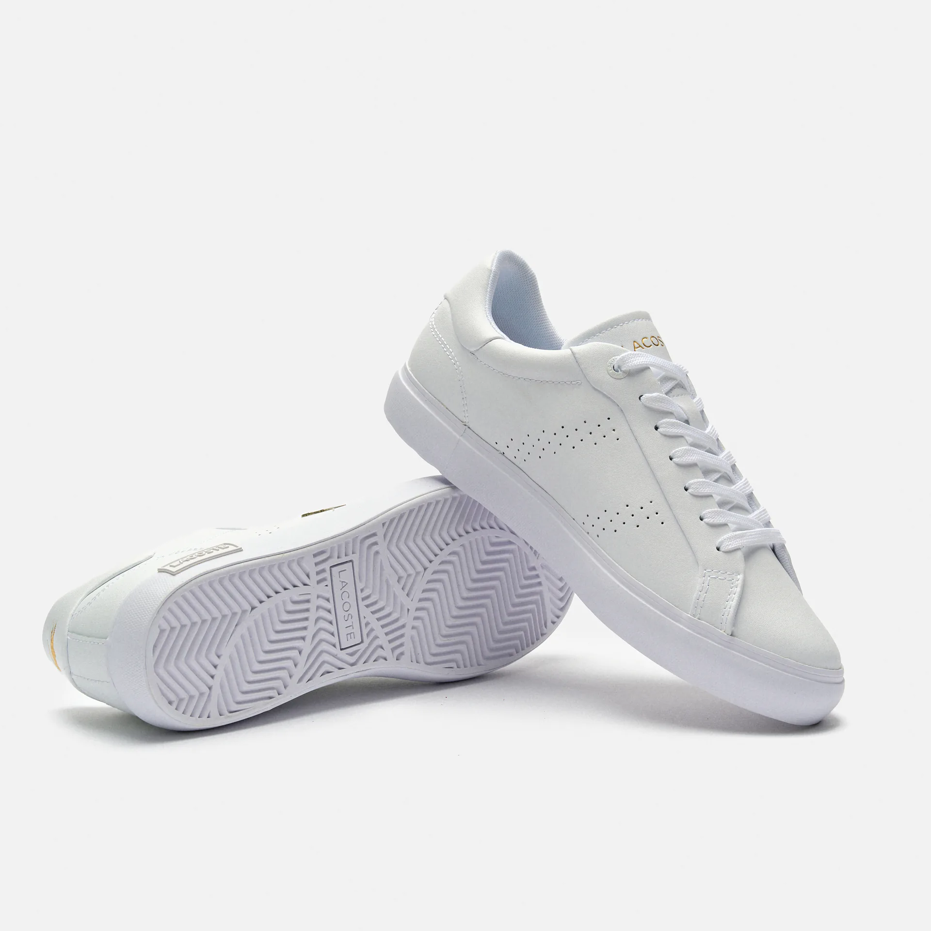 Lacoste Powercourt 2.0 Leather Sneaker White/Gold