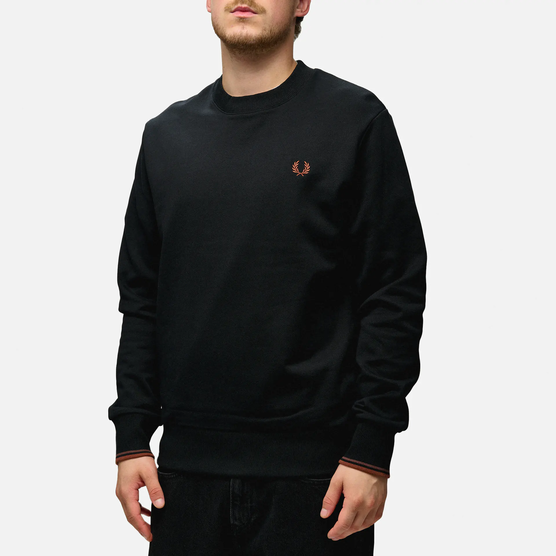 Fred Perry Crew Neck Sweatshirt Black/Whisky Brown