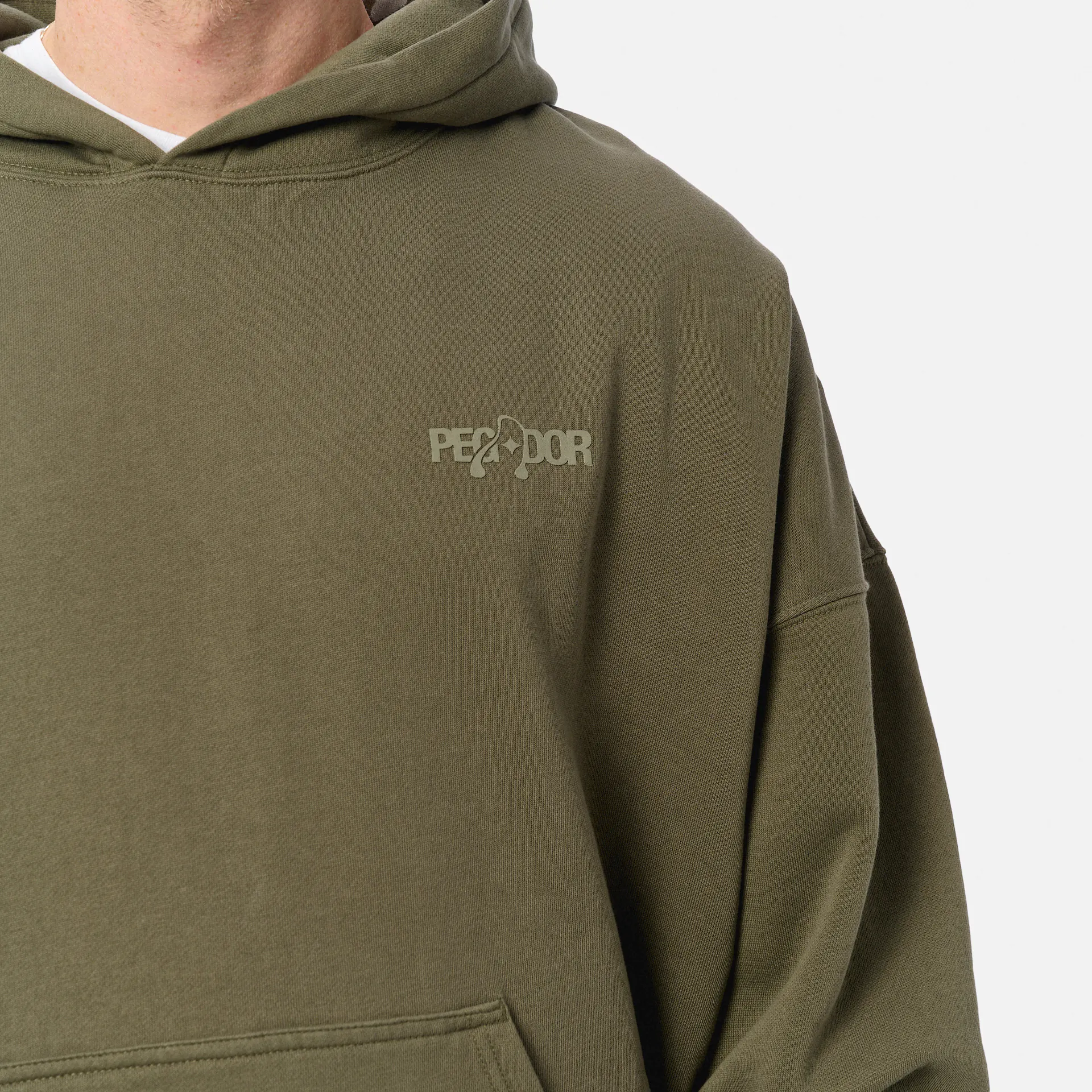 PEGADOR Miner Boxy Hoodie Washed Faded Olive