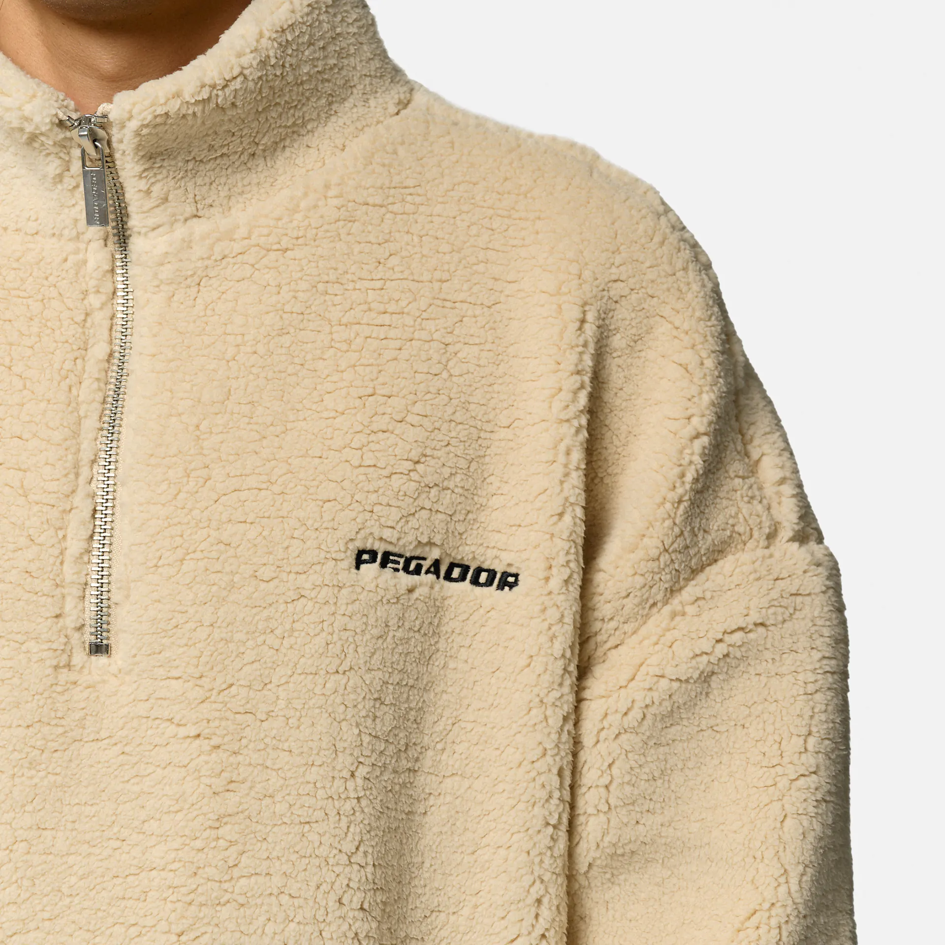 PEGADOR Puka Teddy Half Zip Sweater Light Beige