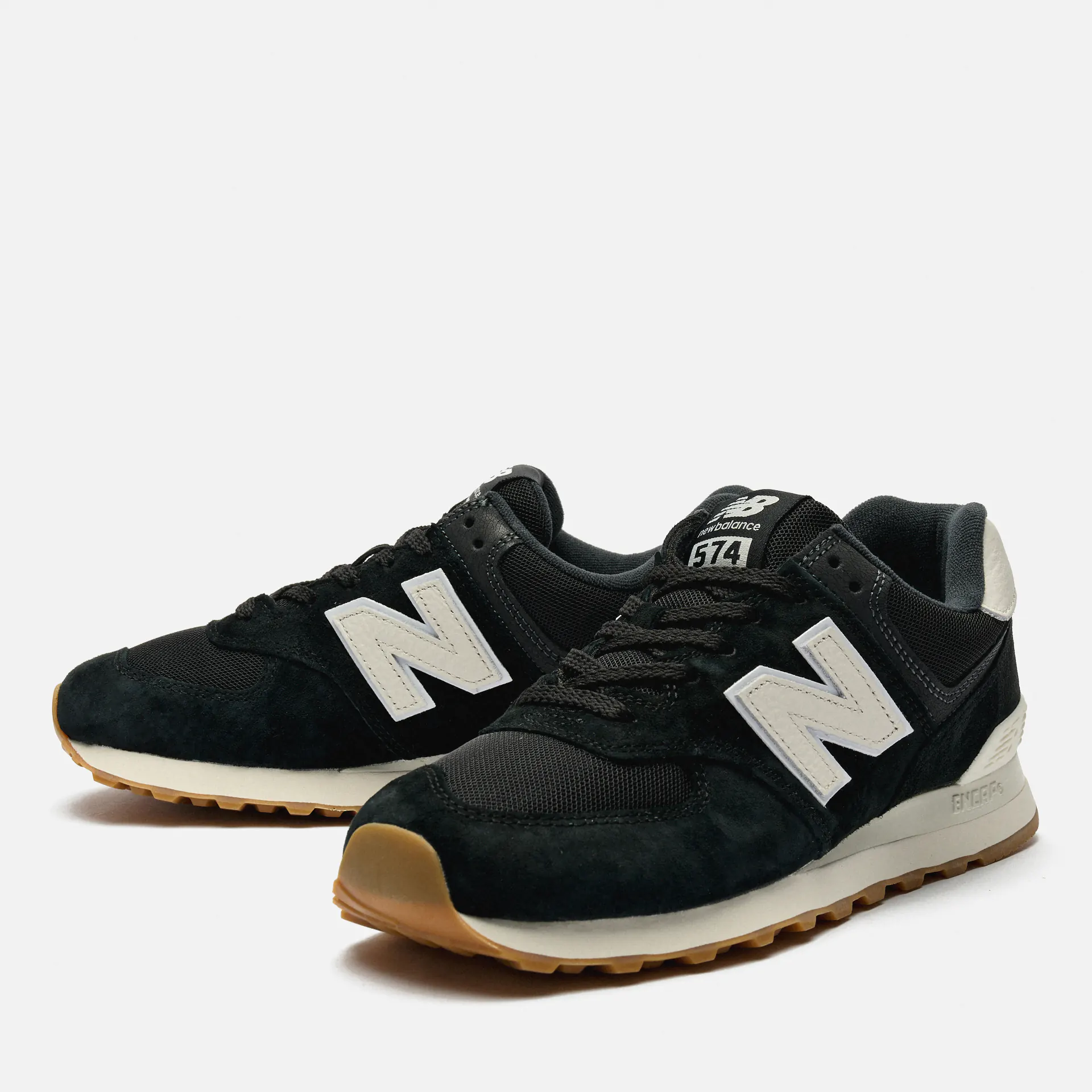 Black suede new balance 574 online