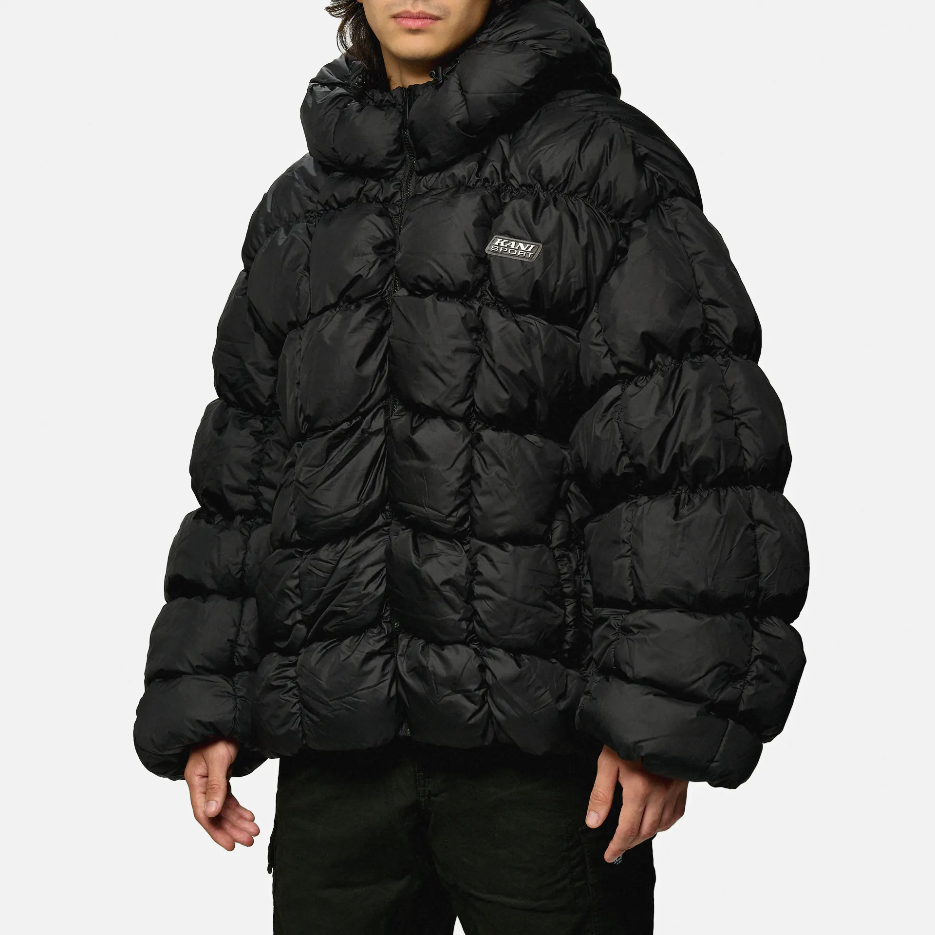 Karl Kani Sport Patch Square Quilted Puffer Jacket Black