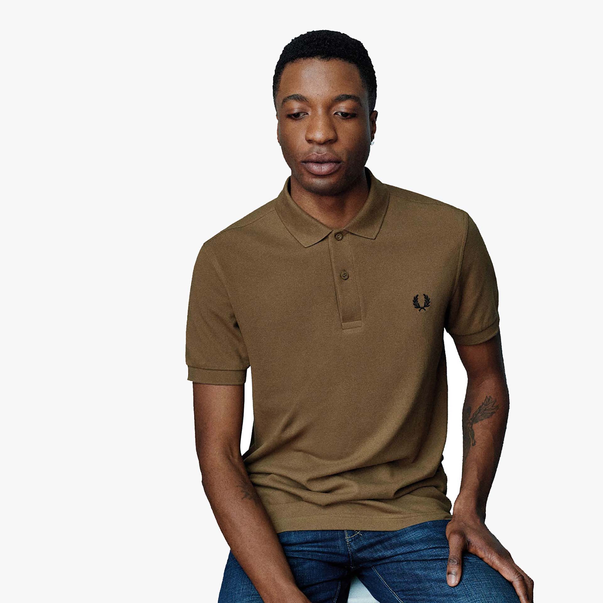 Fred Perry Plain Polo Shirt Shaded Stone