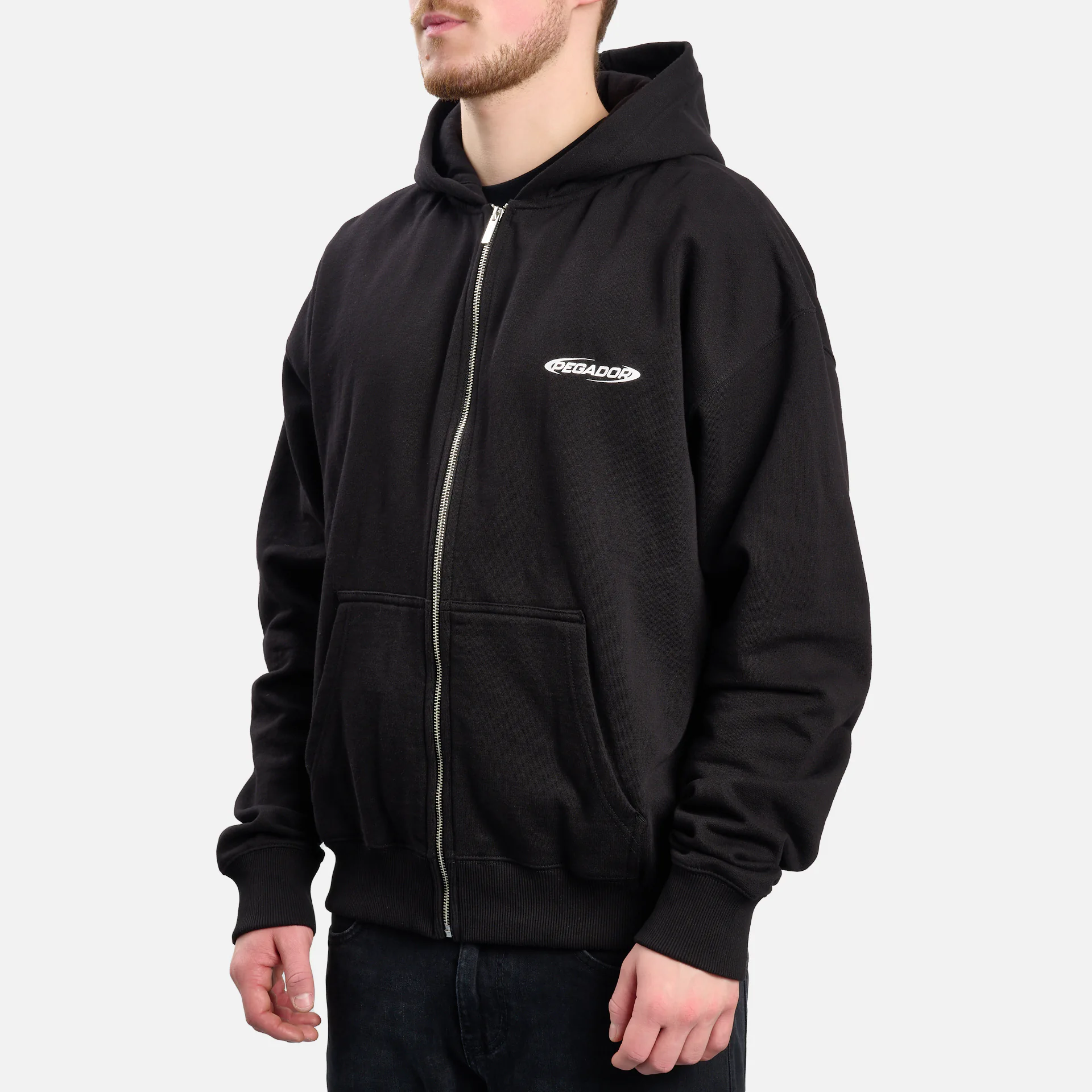 PEGADOR Crail Oversized Zip Hoodie Black