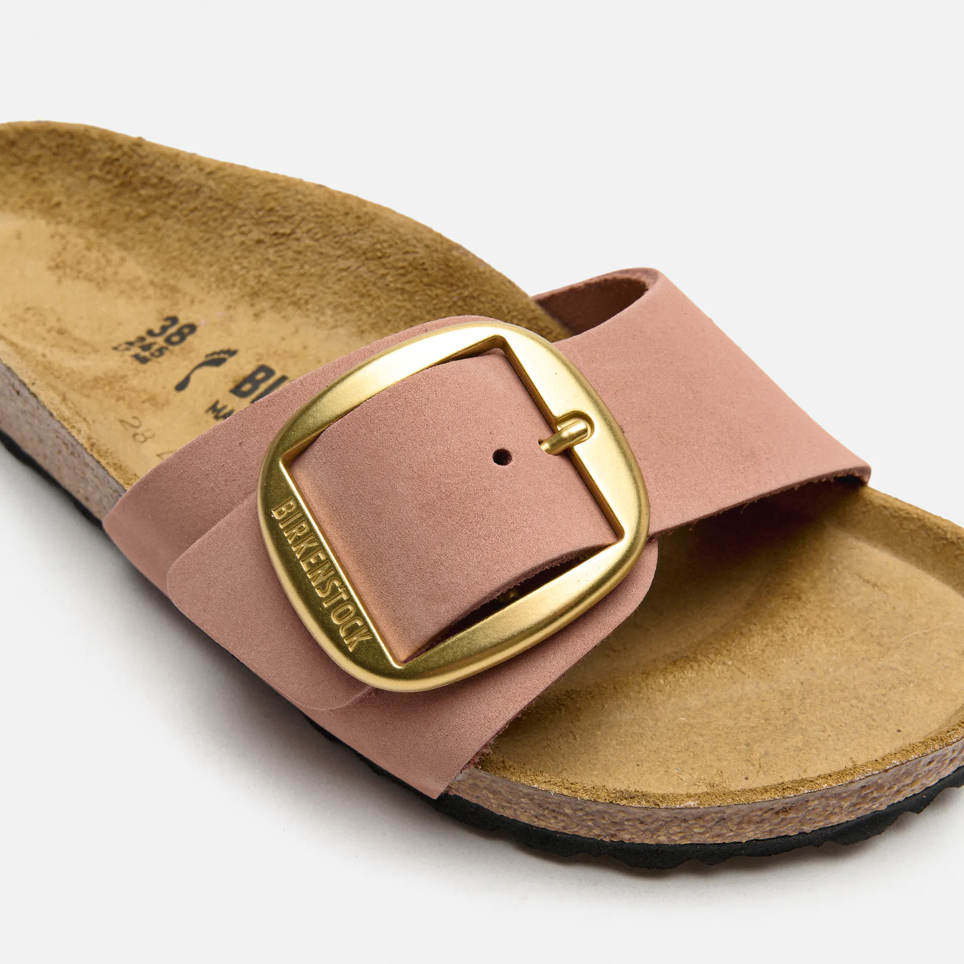 Birkenstock Madrid Big Buckle Natural Leather Nubuk Narrow Sandals Old Rose