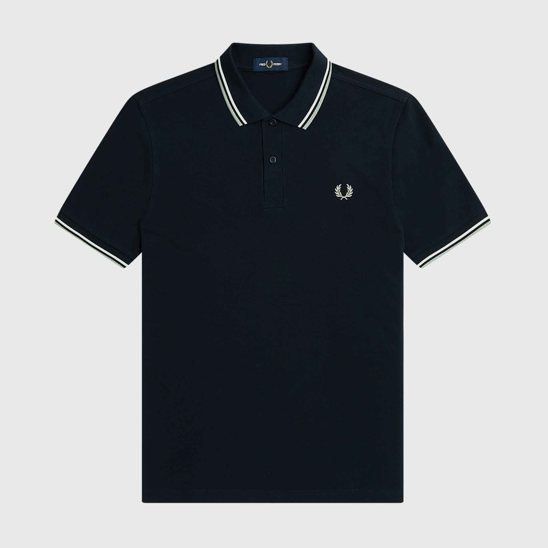 Fred Perry Twin Tipped Polo Shirt Navy/Snow White/Seagrass