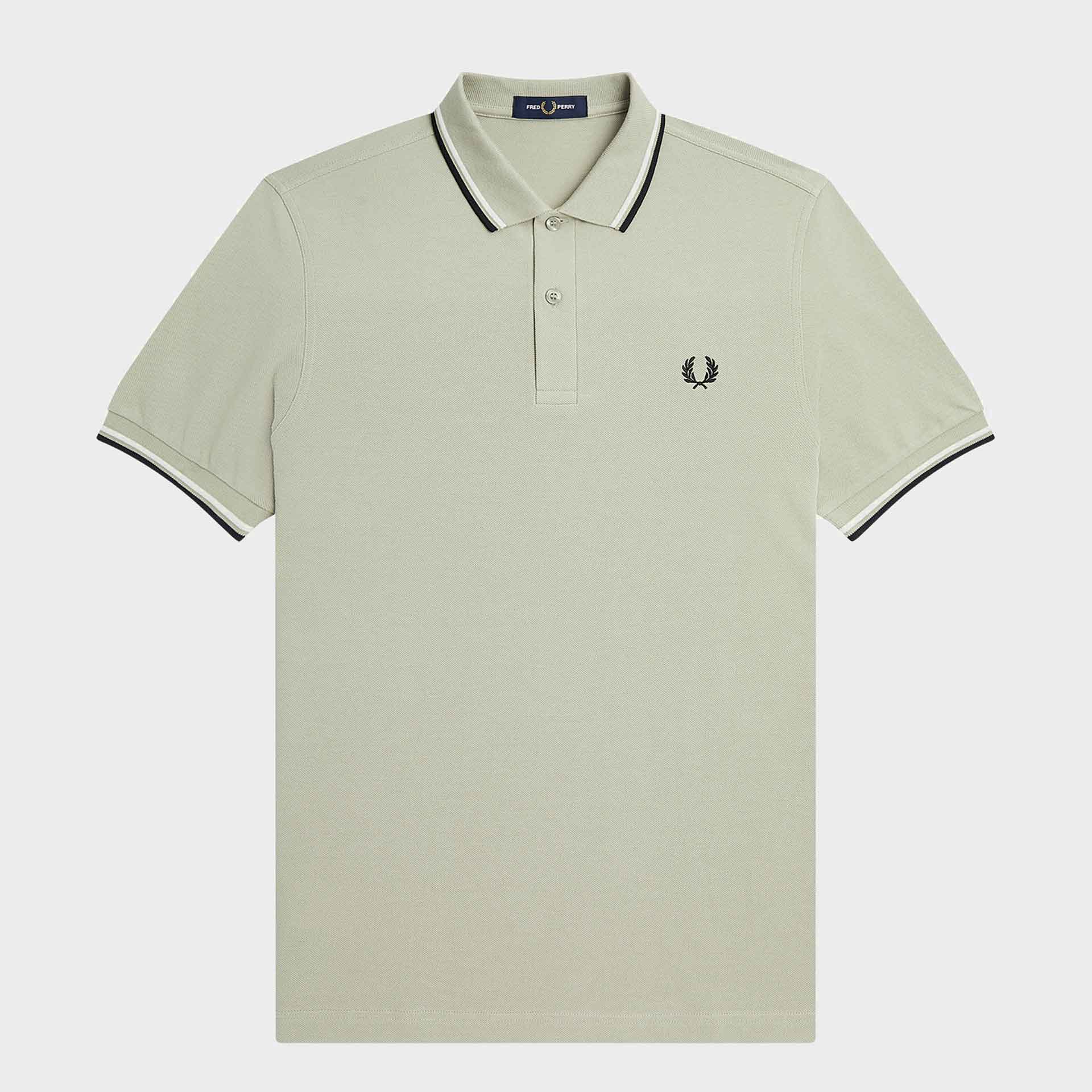 Fred Perry Twin Tipped Polo Shirt Seagrass/Snowwhite/Black