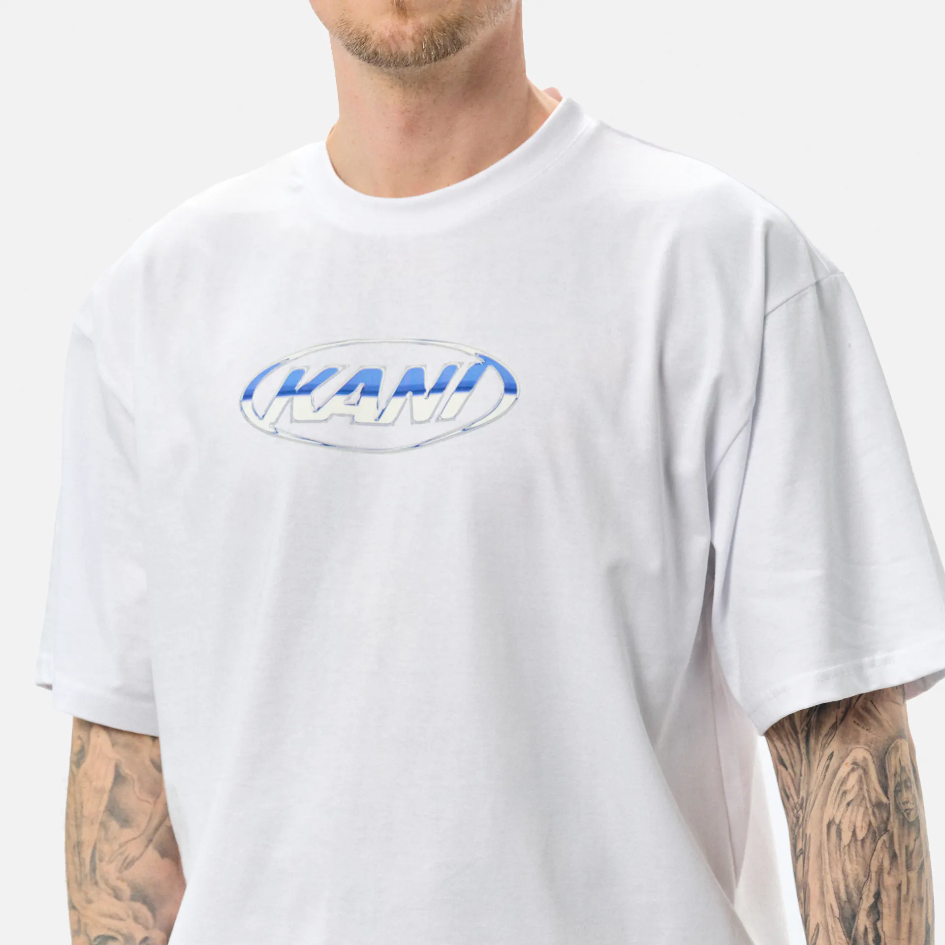 Karl Kani Woven Signature Chrome Logo Crop T-Shirt White